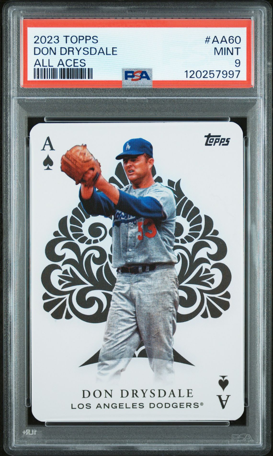 Don Drysdale 2023 Topps All Aces Baseball Card #AA60 Graded PSA 9 Cert # 120257997