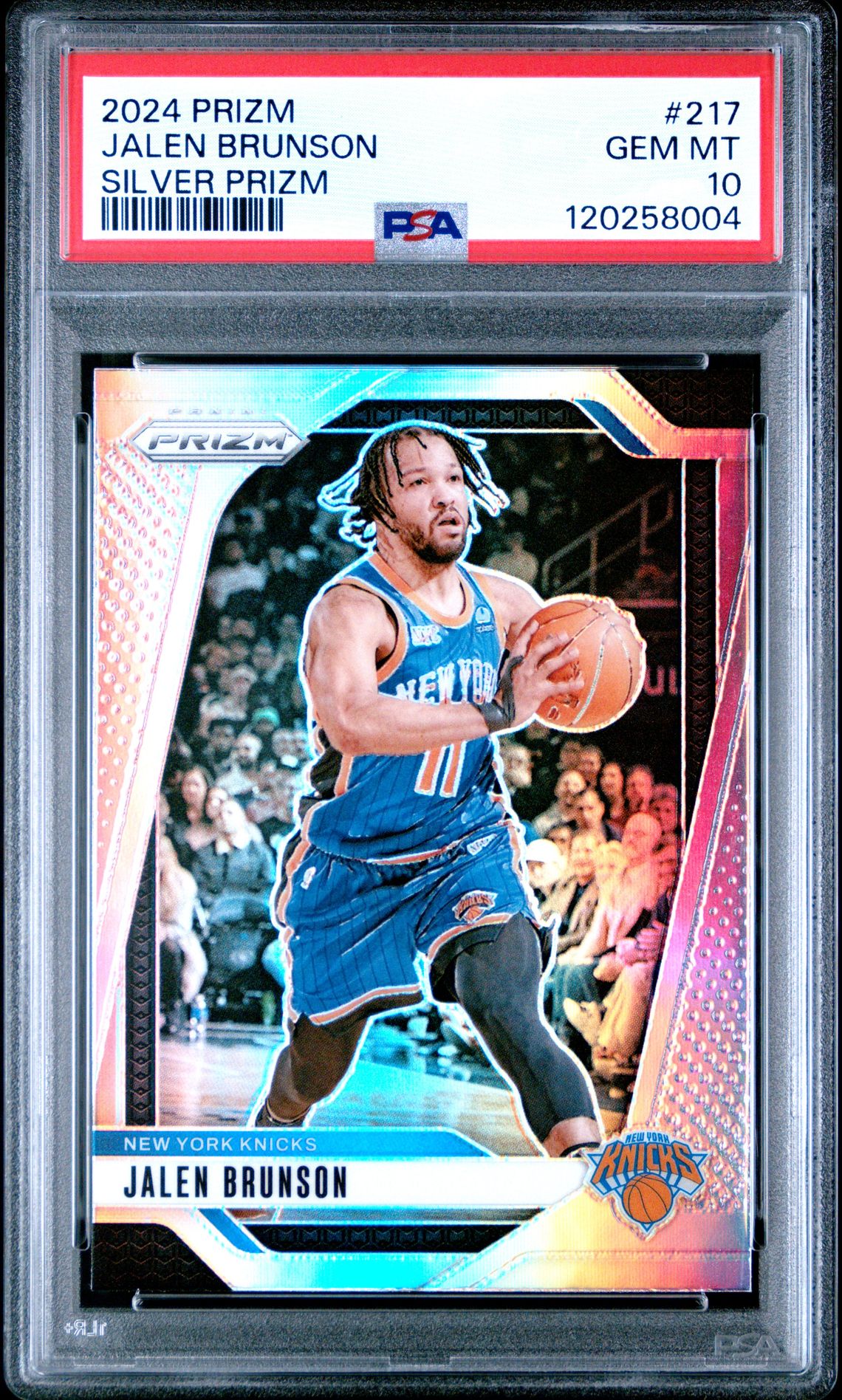 Jalen Brunson 2024 Panini Prizm Silver Basketball Card #217 Graded PSA 10 Cert # 120258004