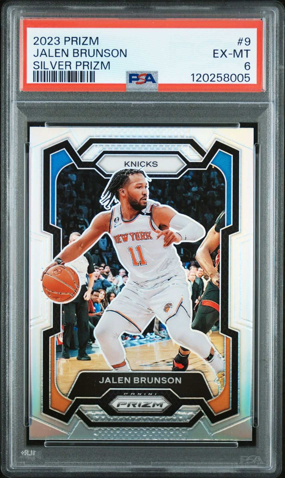 Jalen Brunson 2023 Panini Prizm Silver Basketball Card #9 Graded PSA 6 Cert # 120258005