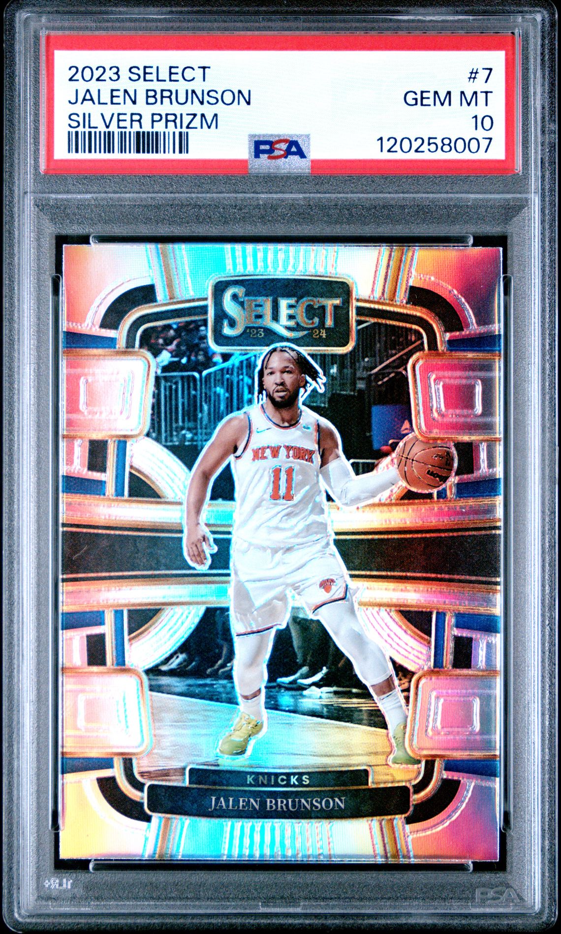 Jalen Brunson 2023 Panini Select Silver Prizm Basketball Card #7 Graded PSA 10 Cert # 120258007