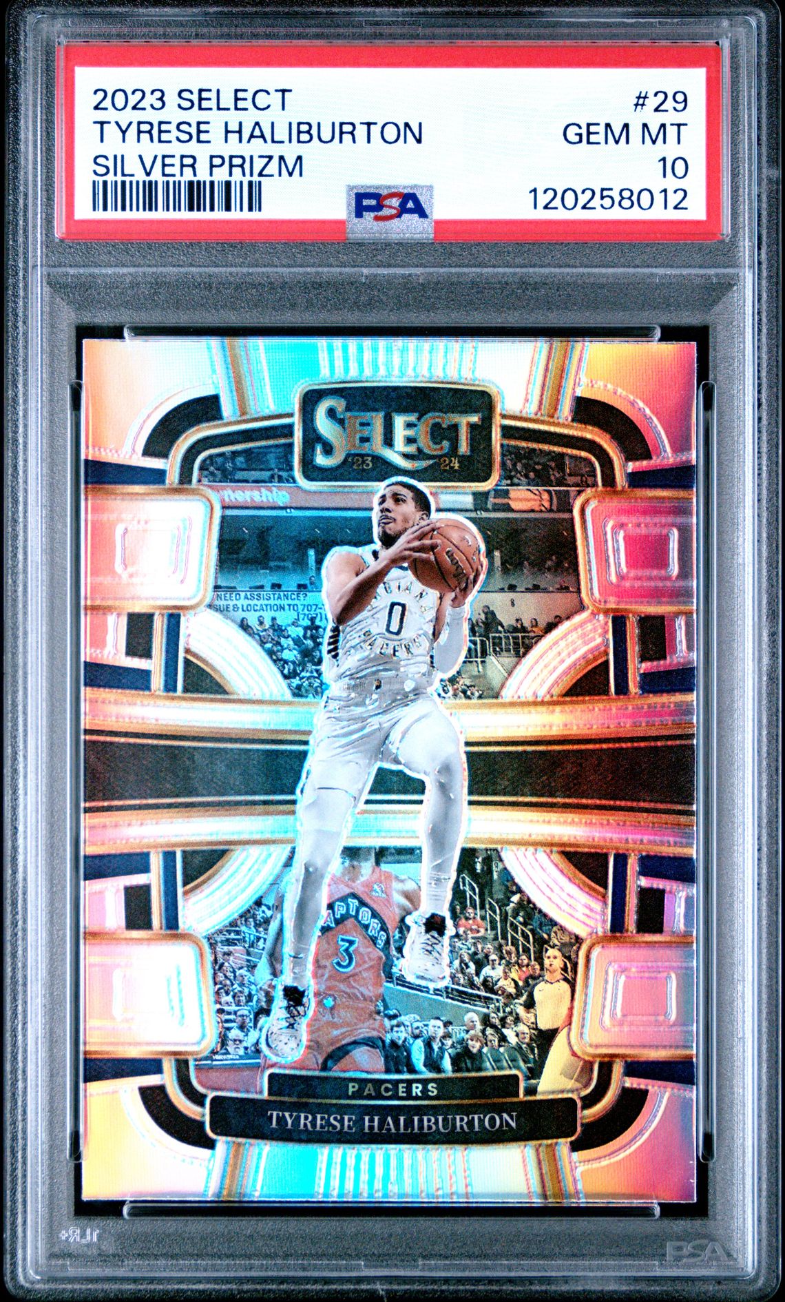 Tyrese Haliburton 2023 Panini Select Silver Prizm Basketball Card #29 Graded PSA 10 Cert # 120258012 Tyrese Haliburton 2023 Panini Select Silver Prizm Basketball Card #29 Graded PSA 10 Cert # 120258012