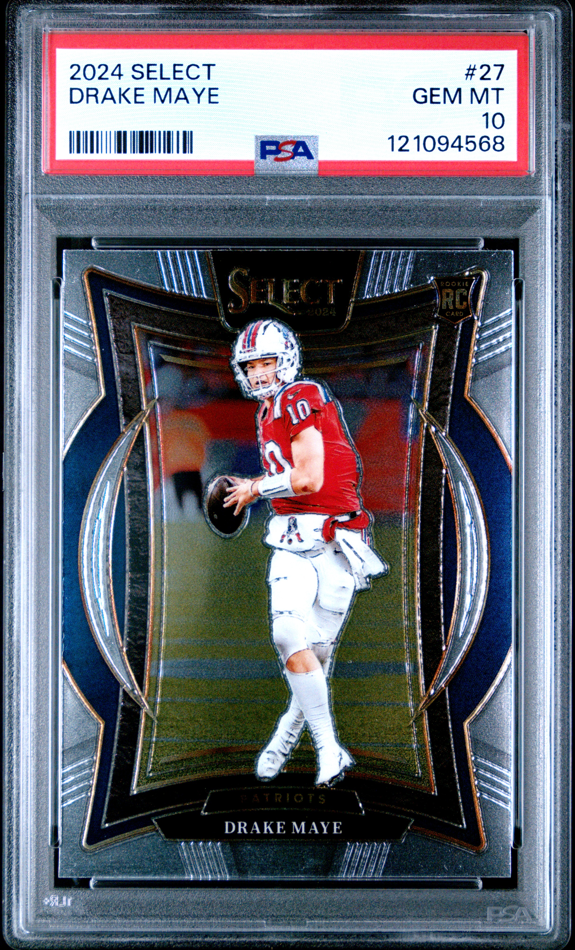 Drake Maye 2024 Select Rookie Football Card #27 Graded PSA 10 Cert #121094568