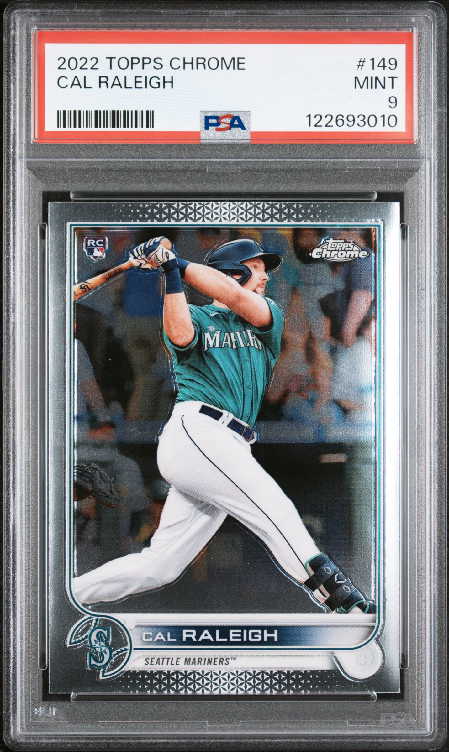 Cal Raleigh 2022 Topps Chrome Seattle Mariners Baseball Rookie Card #149 Graded PSA 9 Cert #122693010