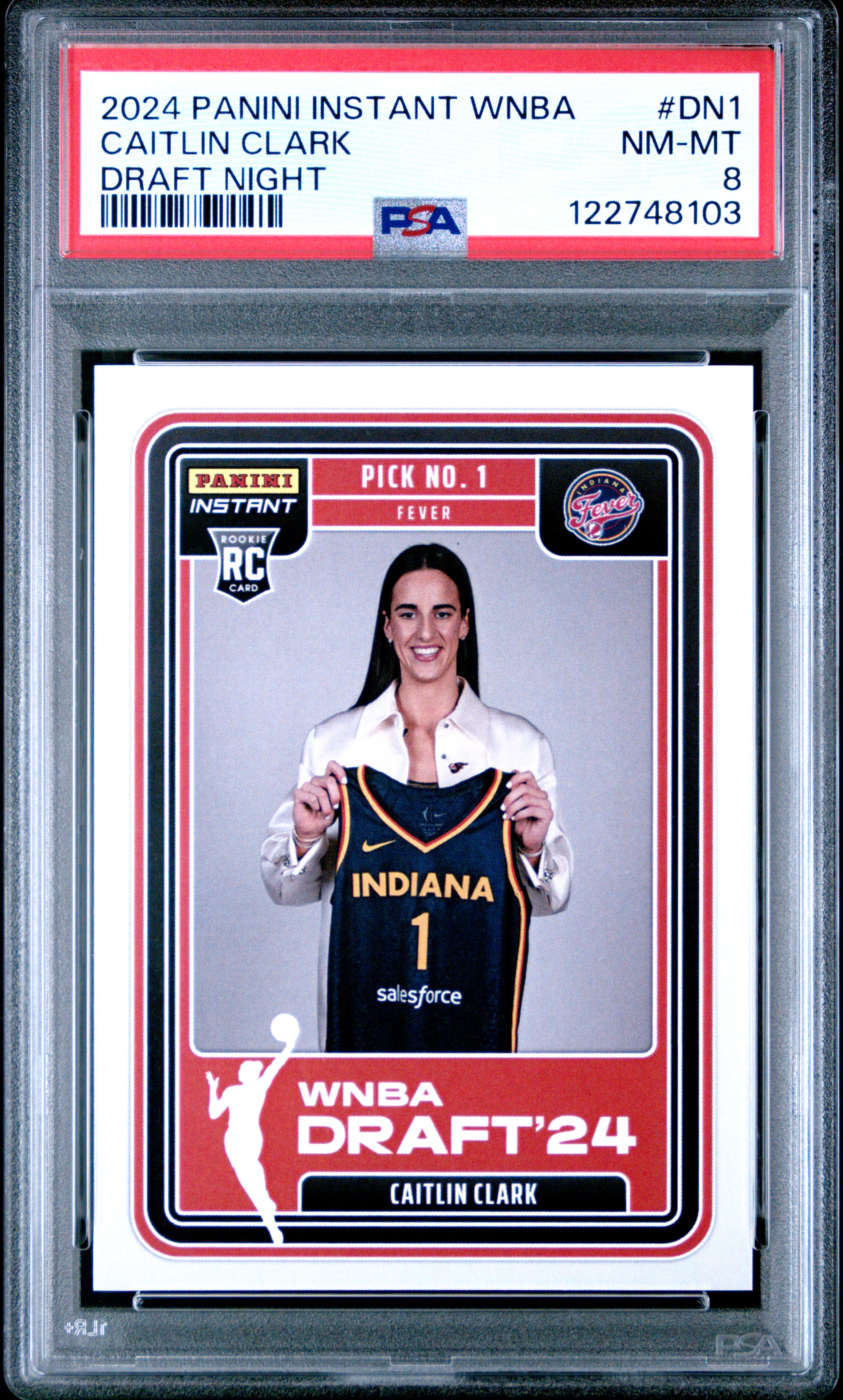 Caitlin Clark 2024 Panini Instant WNBA Draft Night Basketball Rookie Card #DN1 Graded PSA 8 Cert #122748103