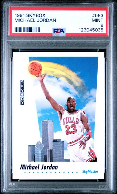 Michael Jordan 1991 SkyBox Chicago Bulls Basketball Card #583 Graded PSA 9 Cert #123045038
