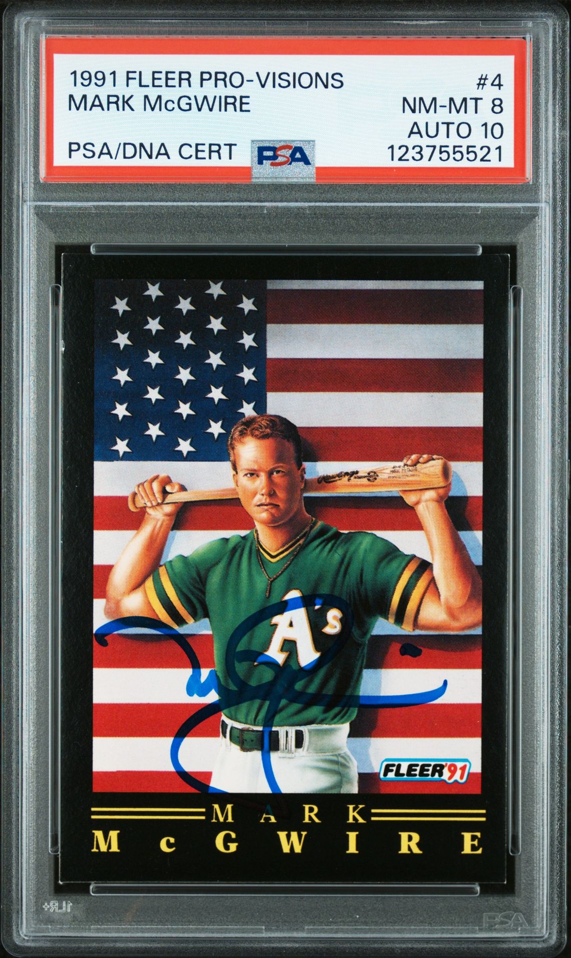 Mark McGwire 1991 Fleer Pro-Visions Signed Baseball Card #4 Graded PSA 8 Auto 10 Cert # 123755521