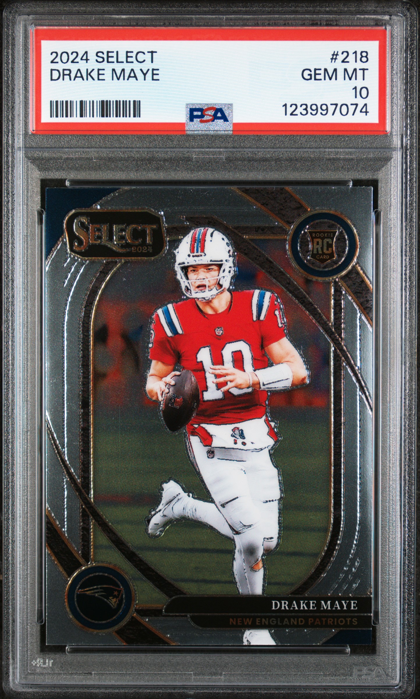 Drake Maye 2024 Select Rookie Football Card #218 Graded PSA 10 Cert #123997074