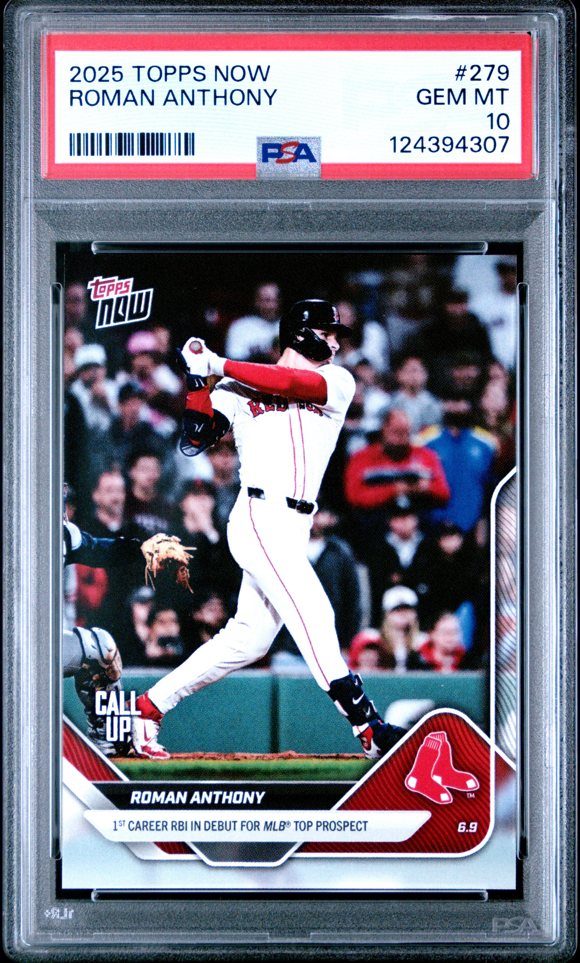 Roman Anthony 2025 Topps Now Call Up MLB Debut Baseball Card #279 Graded PSA 10 Cert #124394307