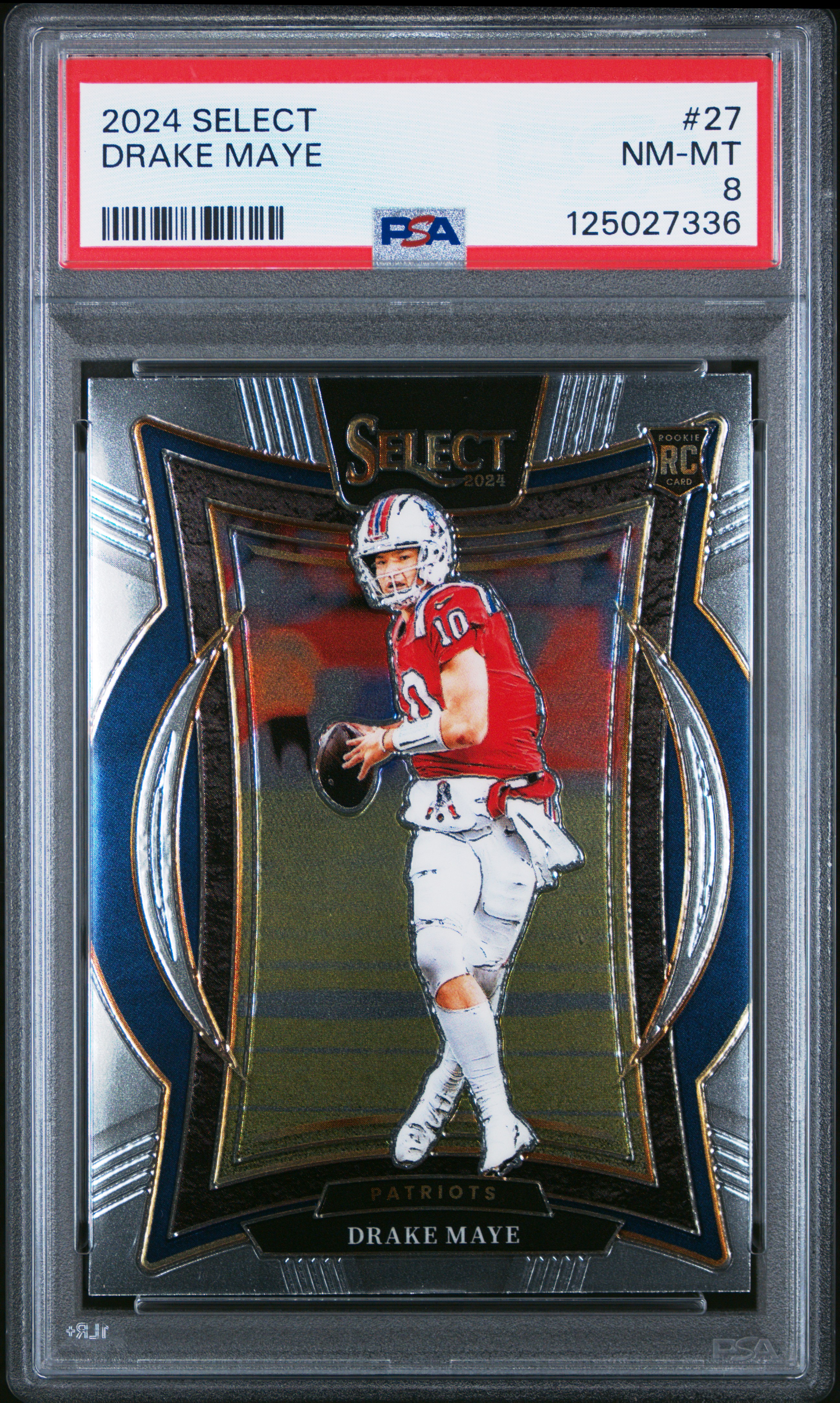 Drake Maye 2024 Select Football Rookie Card #27 Graded PSA 8 Cert #125027336