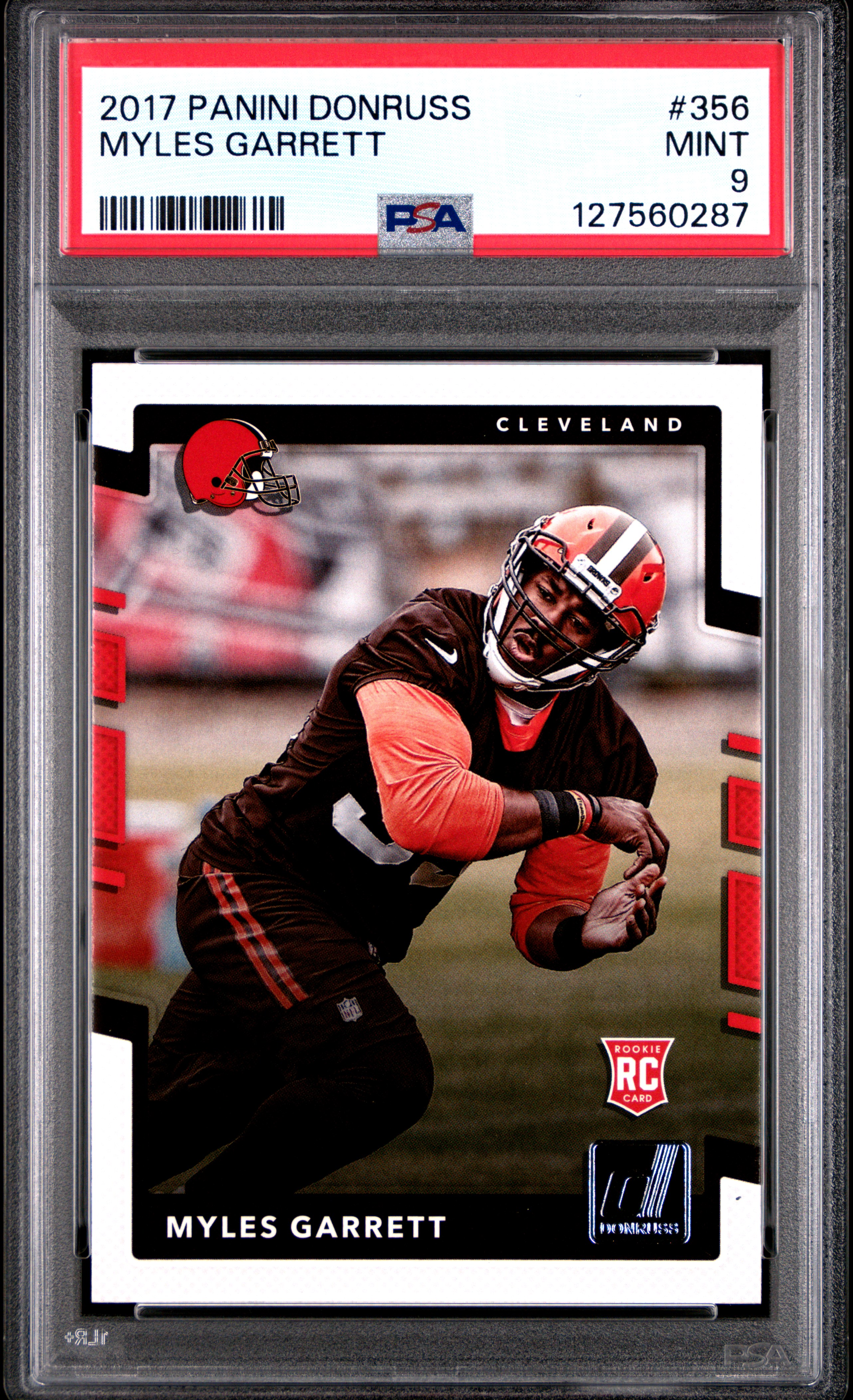 Myles Garrett 2017 Panini Donruss Cleveland Browns Football RC Rookie Card #356 Graded PSA 9 Cert #127560287