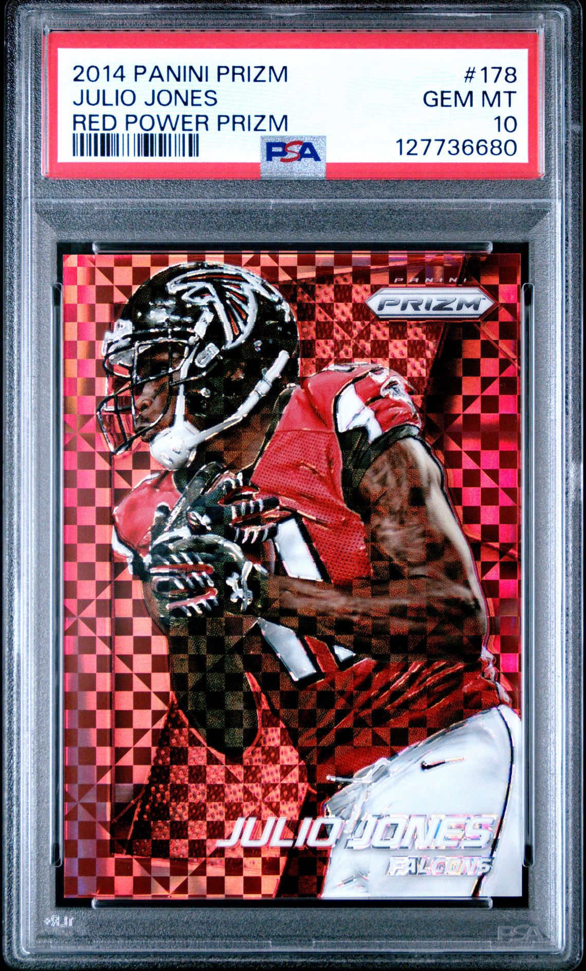 Julio Jones 2014 Panini Prizm Red Power Football Card #178 Graded PSA 10 30/125 Cert # 127736680