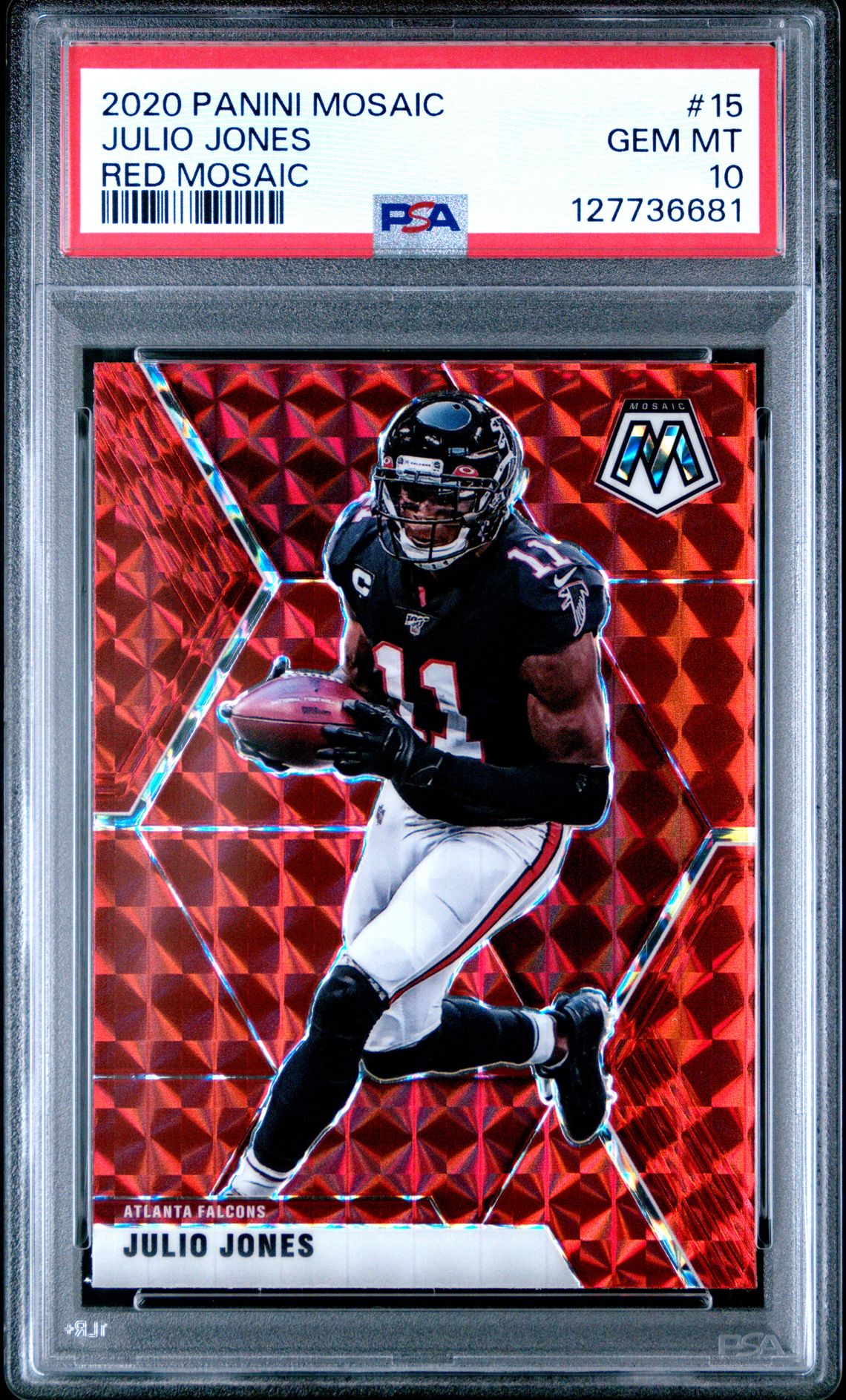 Julio Jones 2020 Panini Mosaic Red Football Card #15 Graded PSA 10 Cert # 127736681
