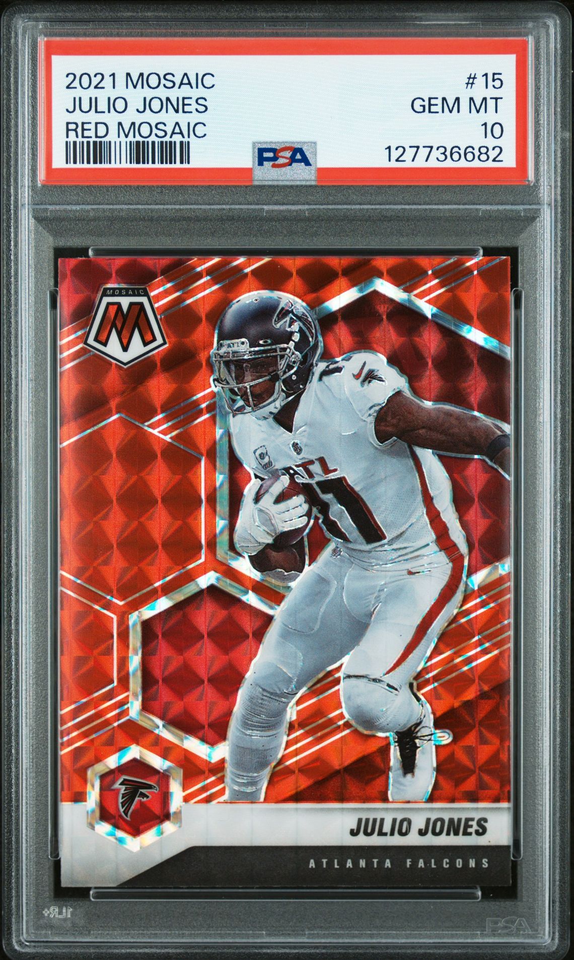 Julio Jones 2021 Panini Mosaic Red Football Card #15 Graded PSA 10 Cert # 127736682