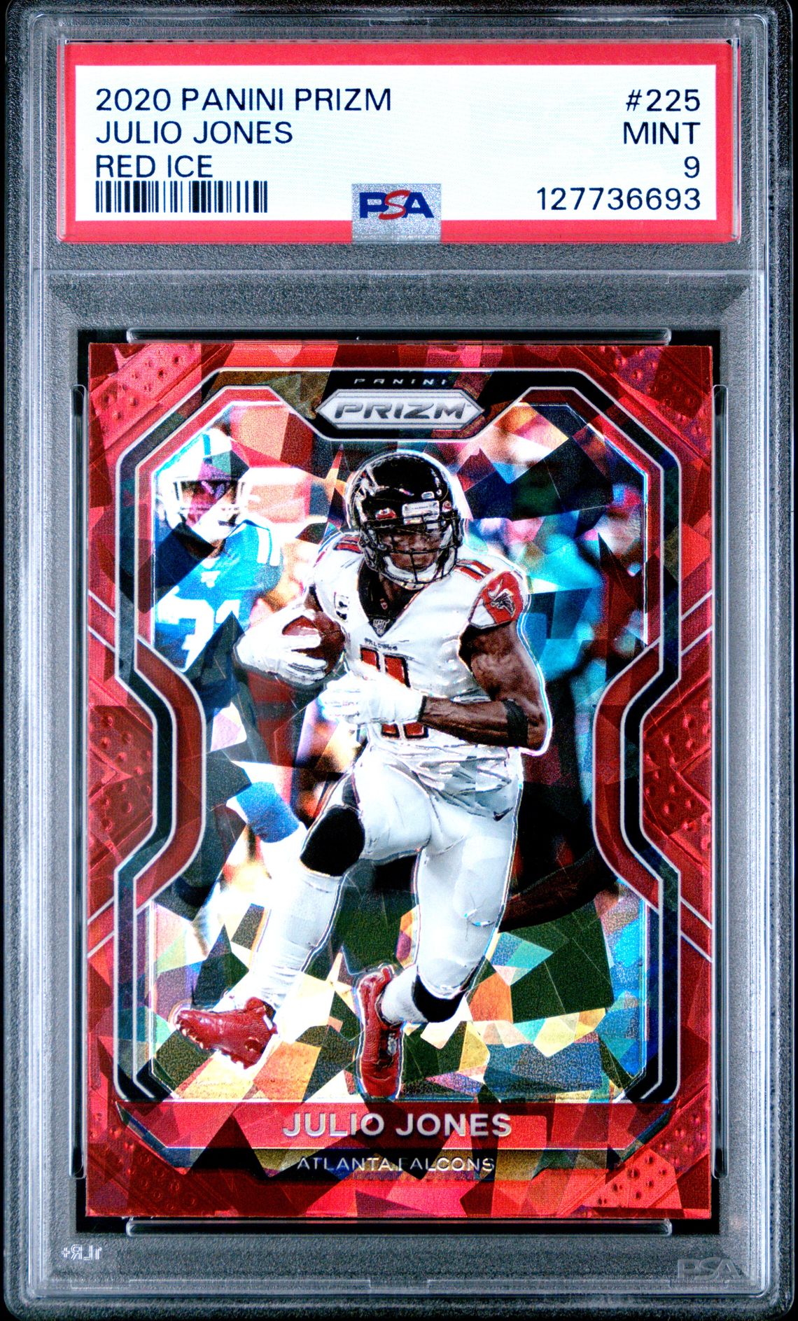 Julio Jones 2020 Panini Prizm Red Ice Football Card #225 Graded PSA 9 Cert # 127736693
