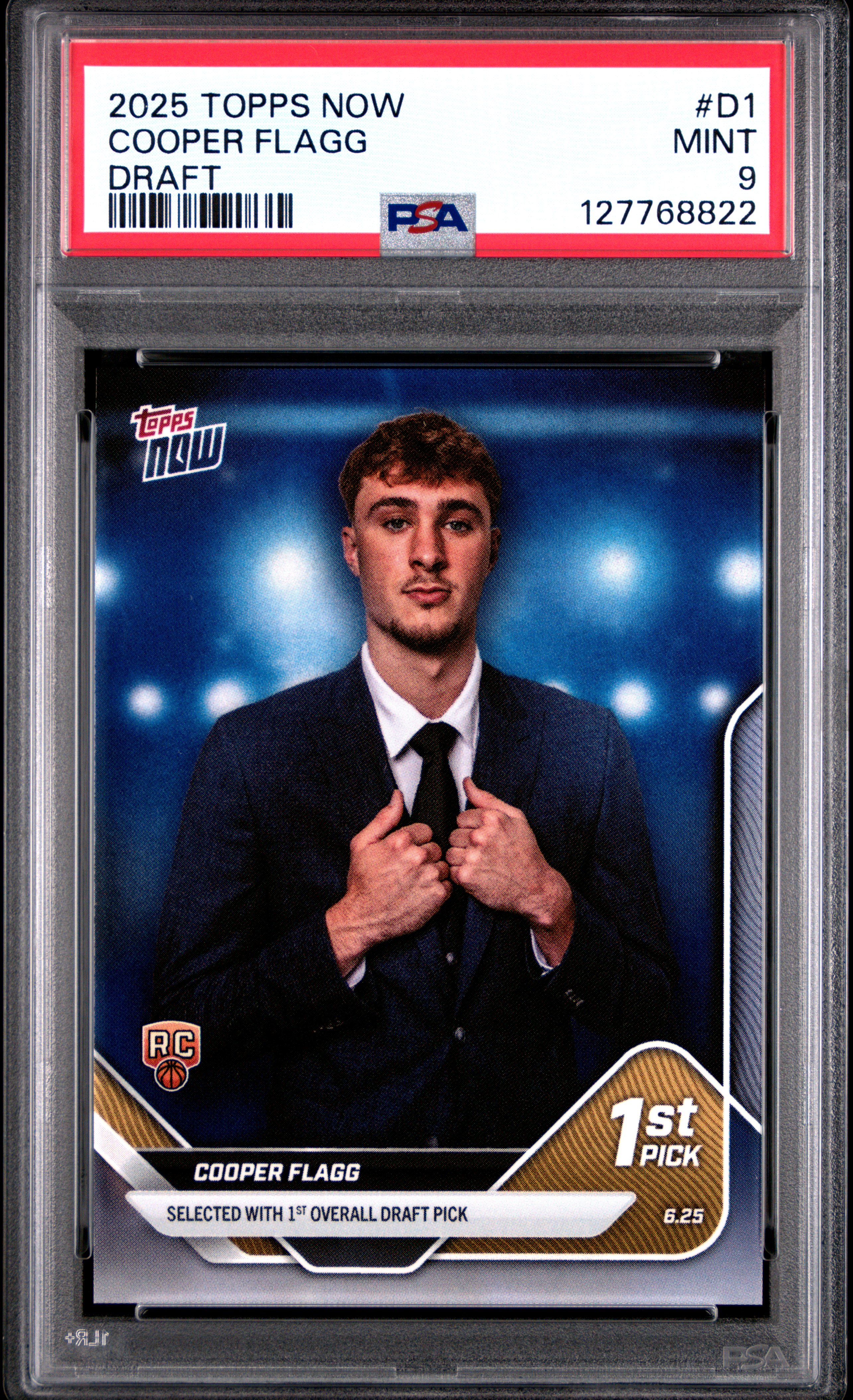 Cooper Flagg 2025 Topps Now Dallas Mavericks Basketball Rookie Card #D1 Graded PSA 9 Cert #127768822