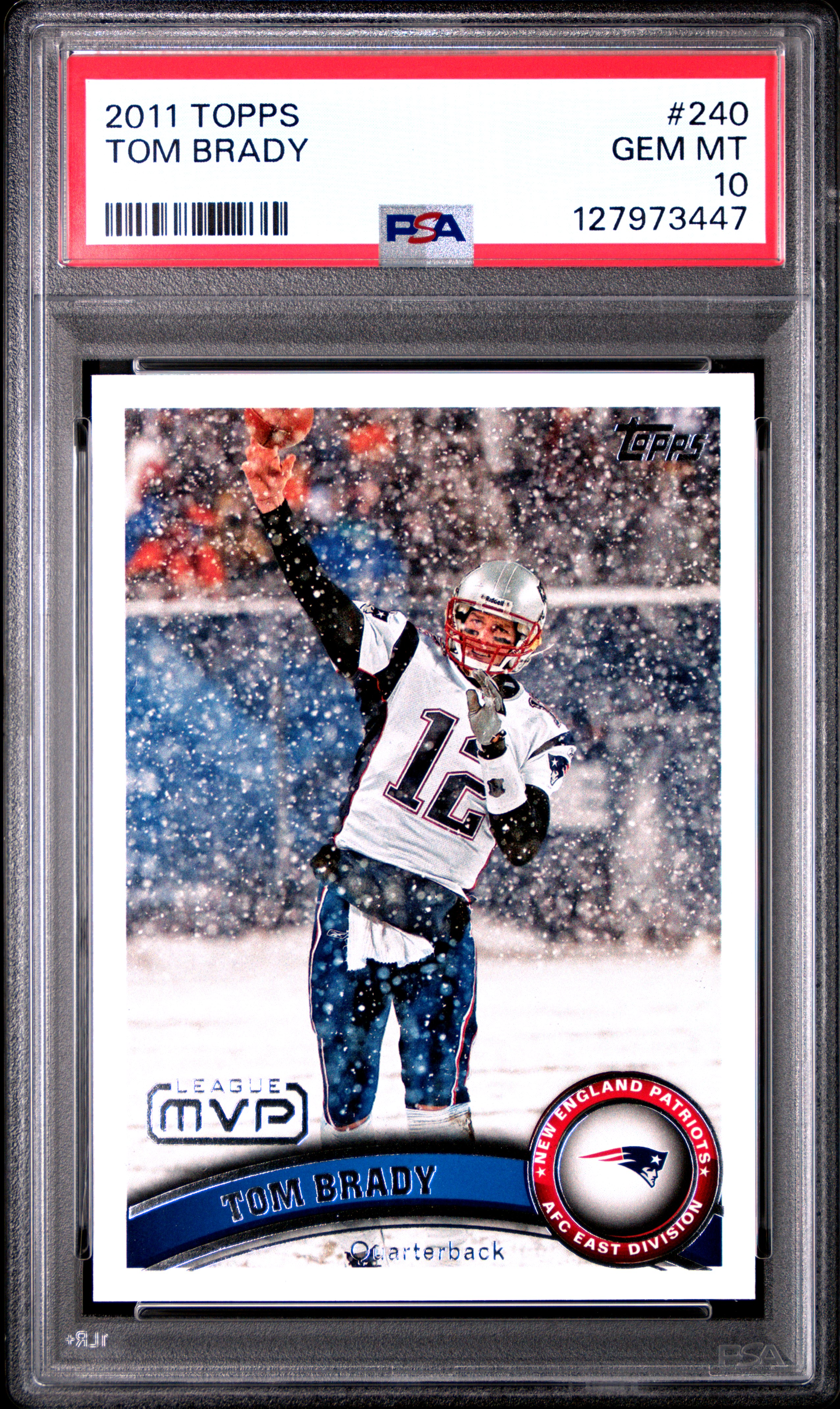 Tom Brady 2011 Topps Football Card #240 Graded PSA 10 Cert #127973447