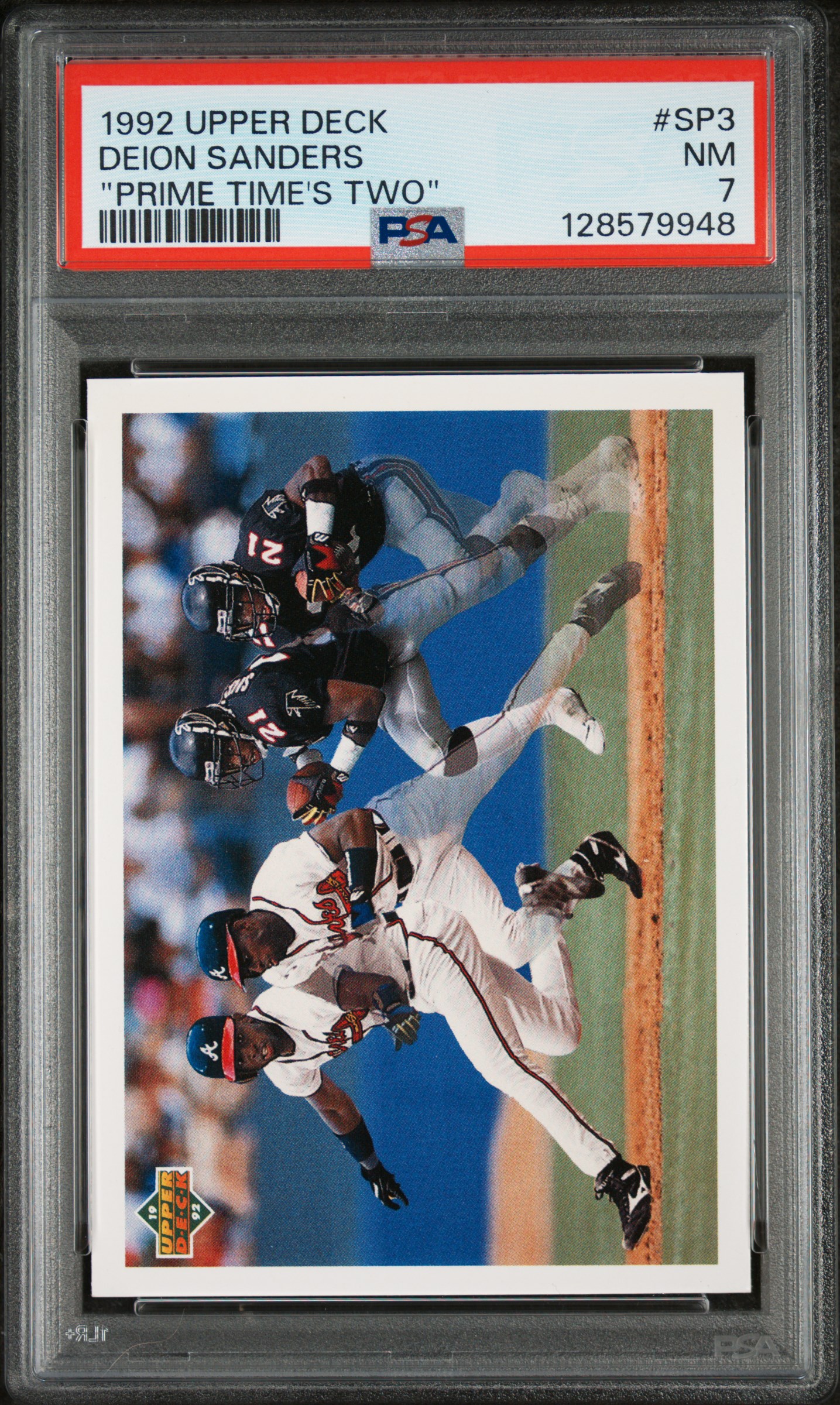 Deion Sanders 1992 Upper Deck Prime Times Two Baseball Card #SP3 Graded PSA 7 Cert #128579948