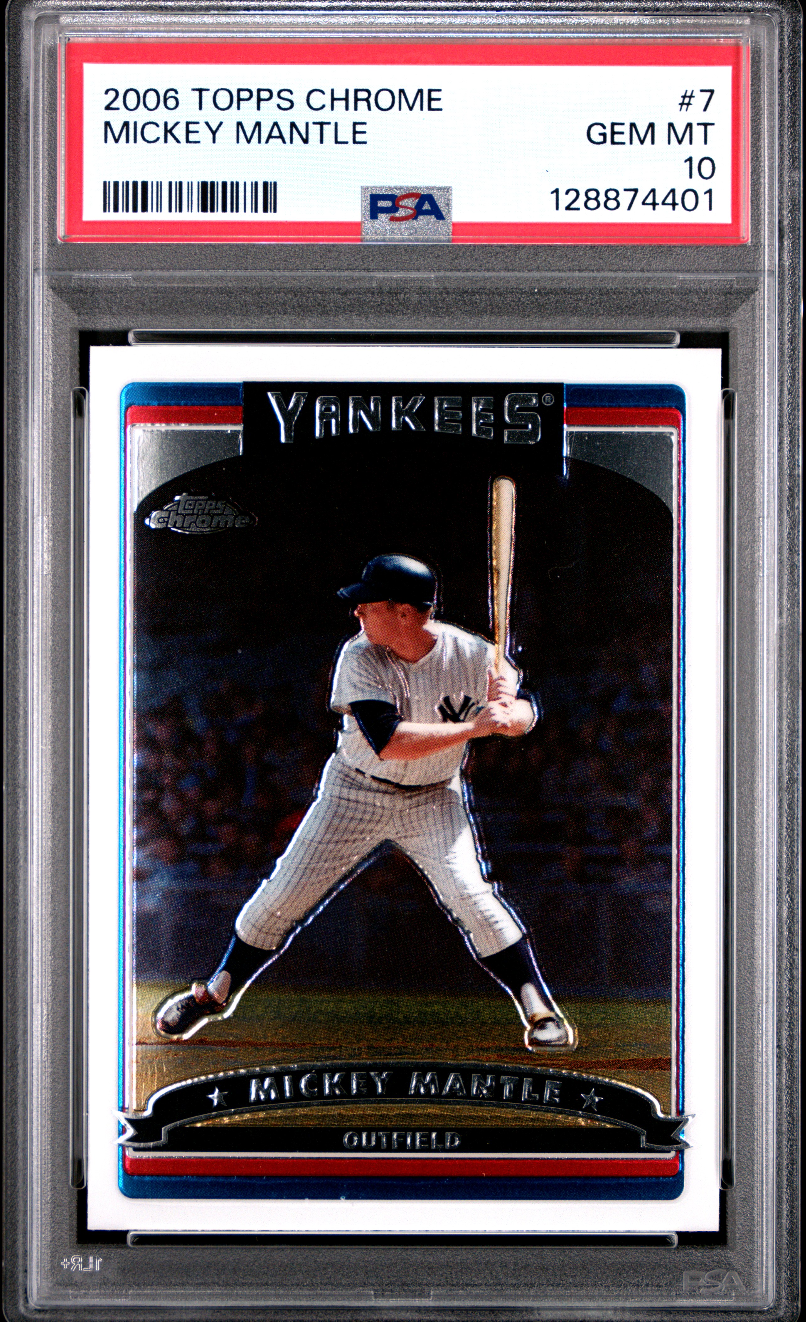 Mickey Mantle 2006 Topps Chrome Baseball Card #7 Graded PSA 10 Cert #128874401