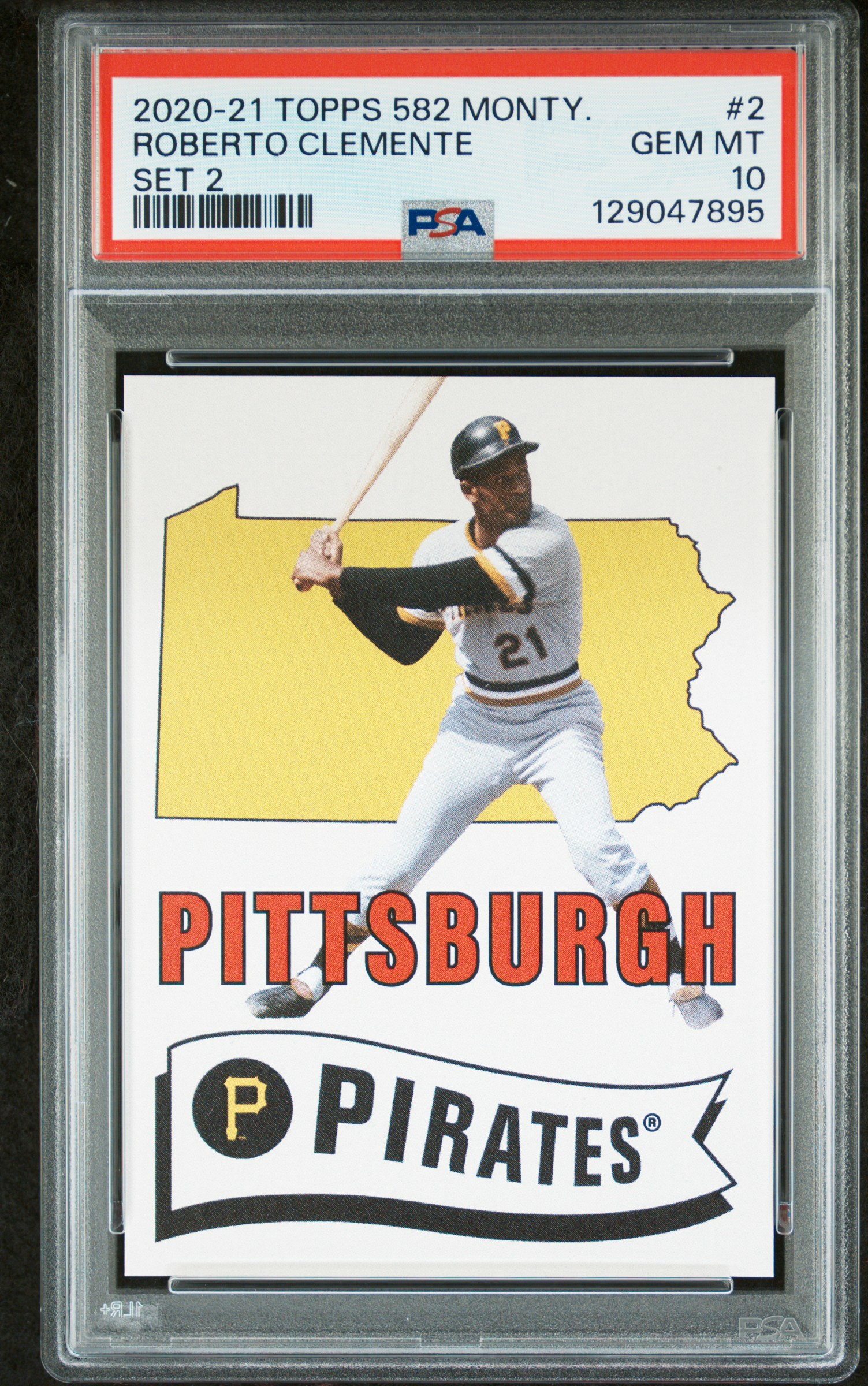 Roberto Clemente 2020-21 Topps 582 Montgomery Set 2 Baseball Card #2 Graded PSA 10 Cert #129047895