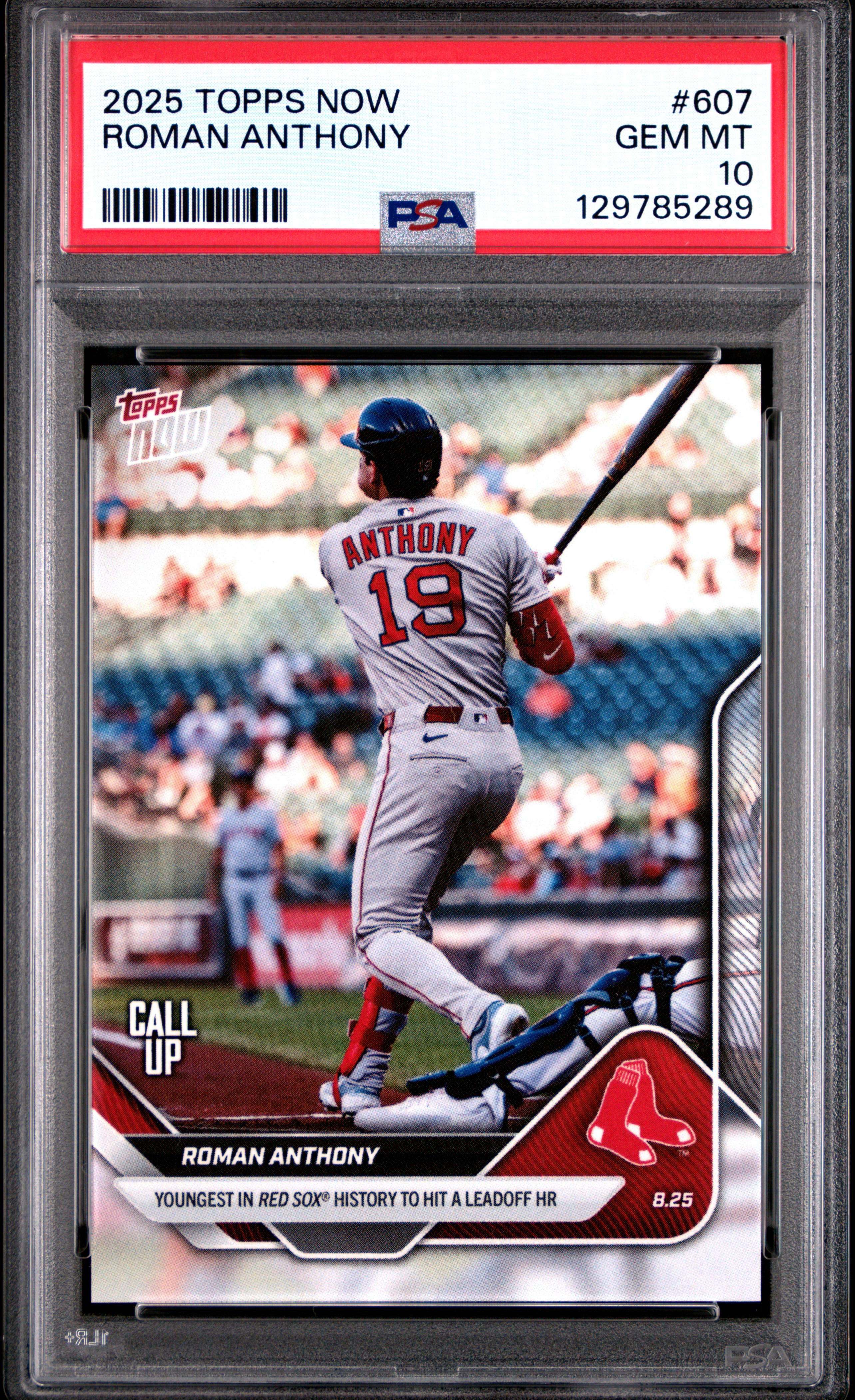 Roman Anthony 2025 Topps Now Baseball Rookie Card #607 Graded PSA 10 Cert #129785289