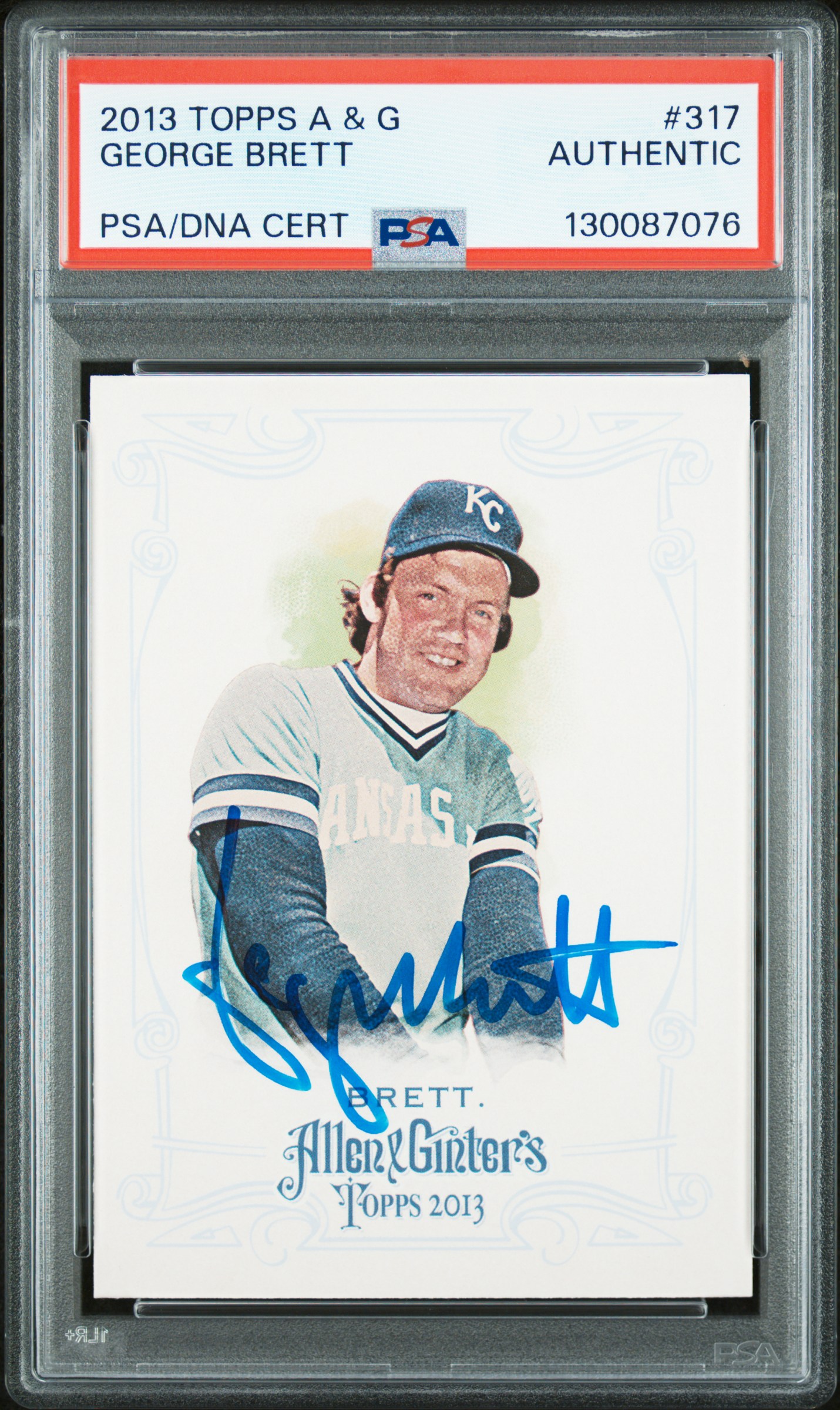 George Brett 2013 Topps Allen & Ginter Signed Baseball Card #317 PSA/DNA Auto Authentic Cert #130087076