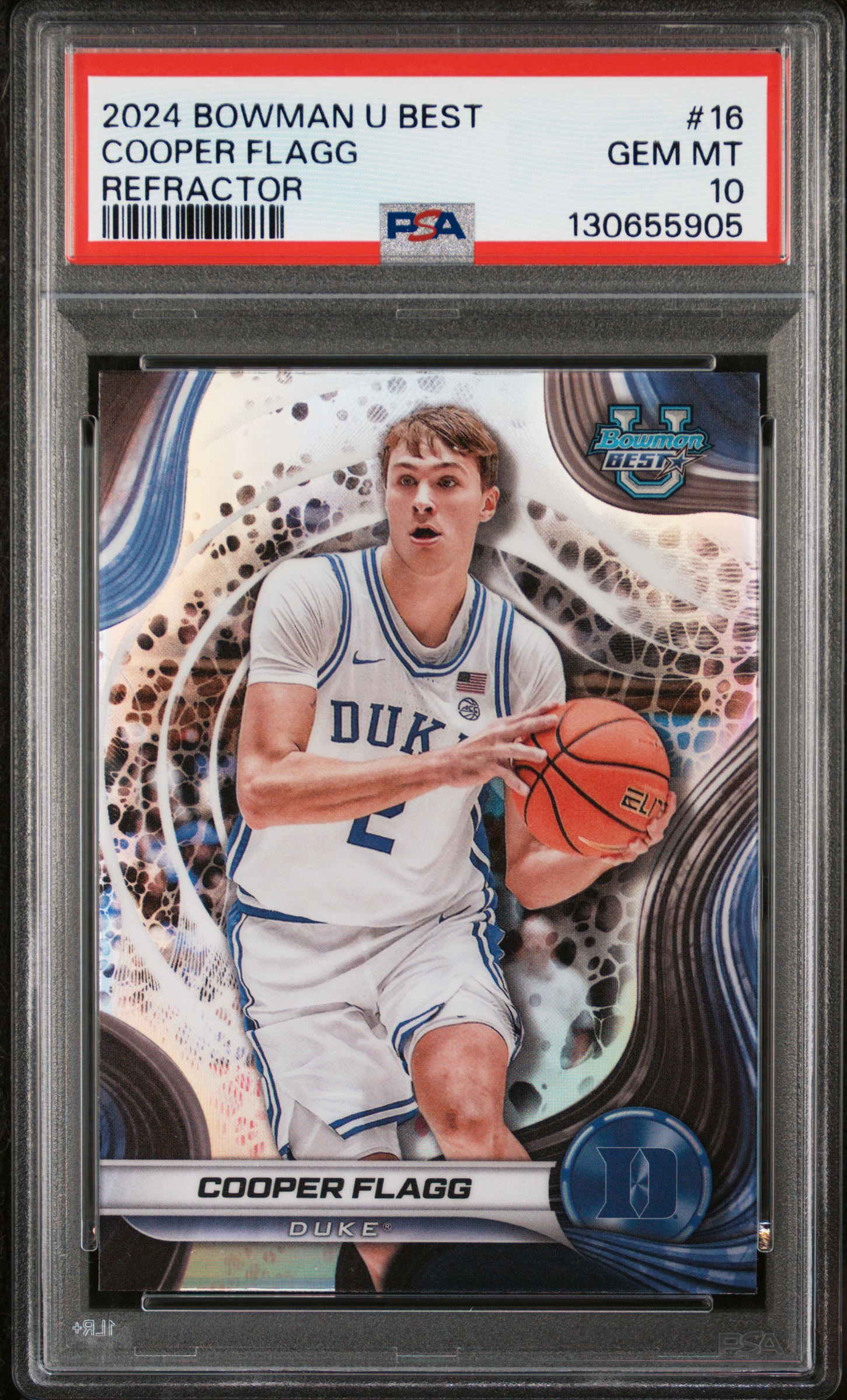 Cooper Flagg 2024 Bowman U Best Refractor Basketball Rookie Card #16 PSA 10 Gem Mint Graded Cert 130655905