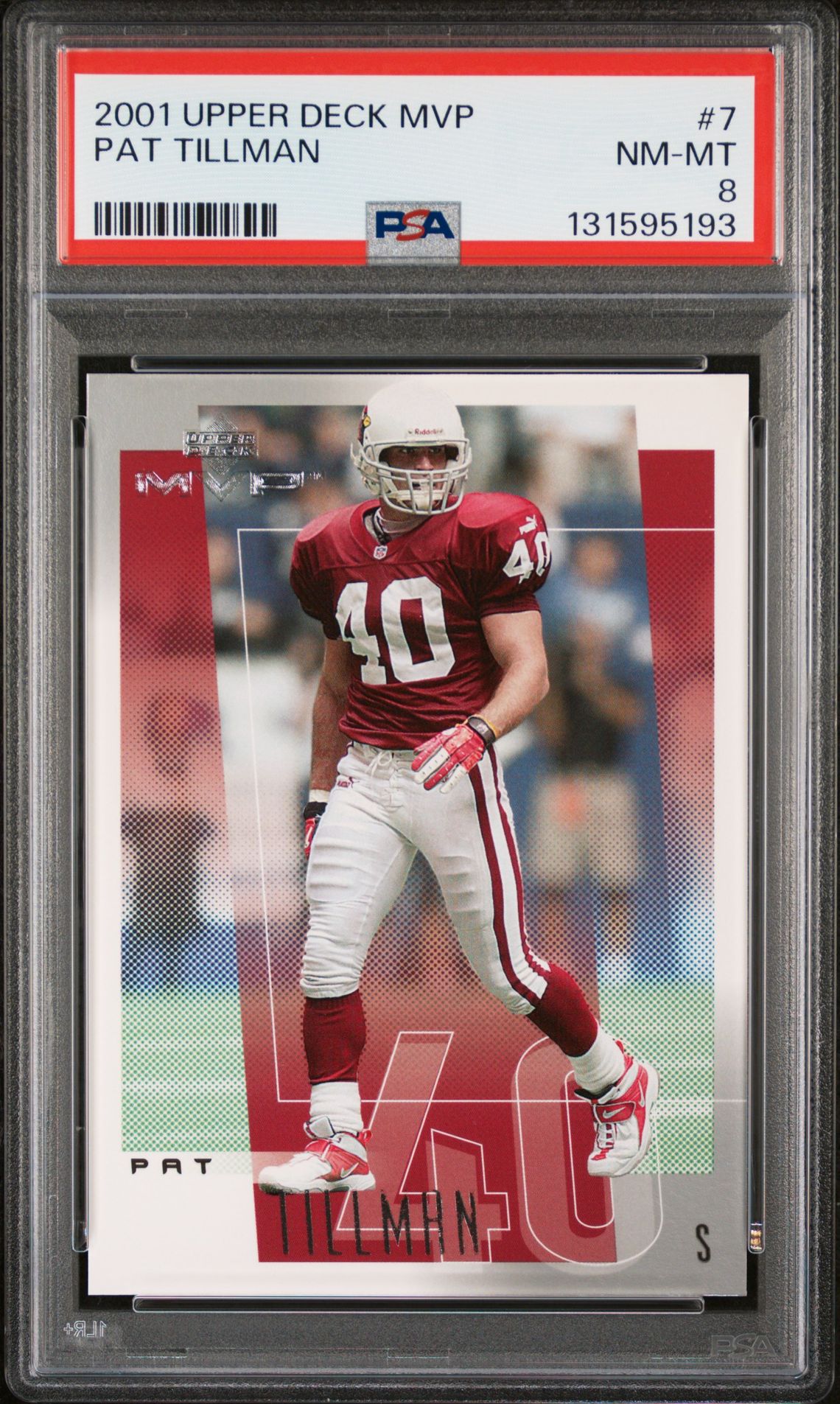 Pat Tillman 2001 Upper Deck MVP Football Rookie Card #7 Graded PSA 8 Cert #131595193