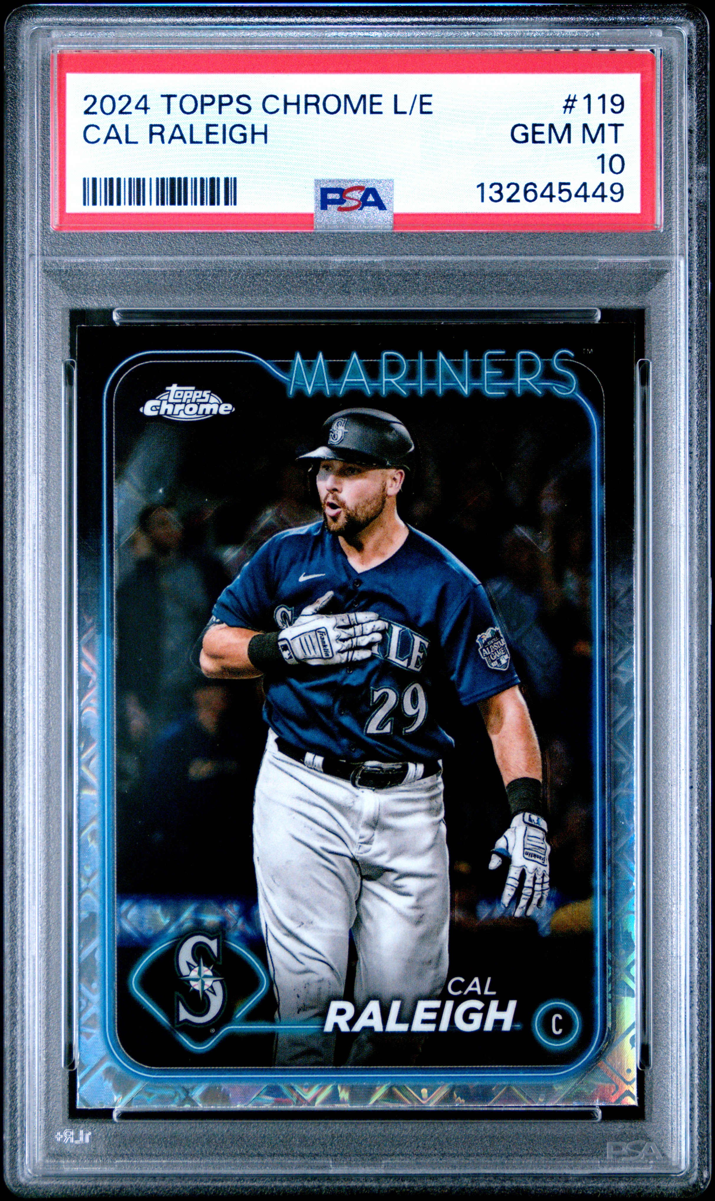 Cal Raleigh 2024 Topps Chrome Logofractor Edition Baseball Card #119 Graded PSA 10 Cert #132645449
