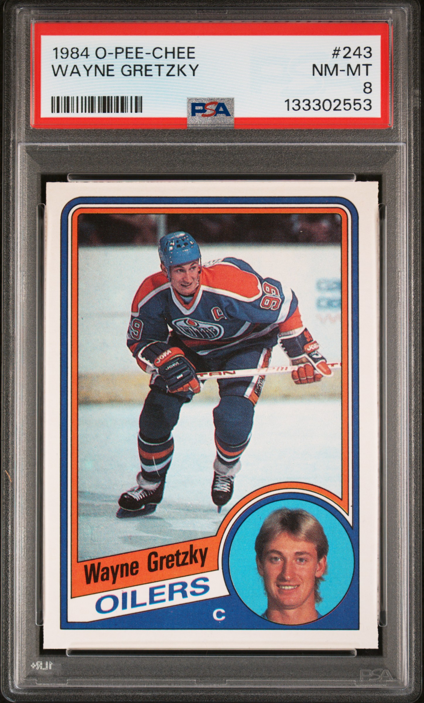 Wayne Gretzky 1984 O-Pee-Chee Edmonton Oilers Hockey Card #243 Graded PSA 8 Cert #133302553 Wayne Gretzky 1984 O-Pee-Chee Edmonton Oilers Hockey Card #243 Graded PSA 8 Cert #133302553