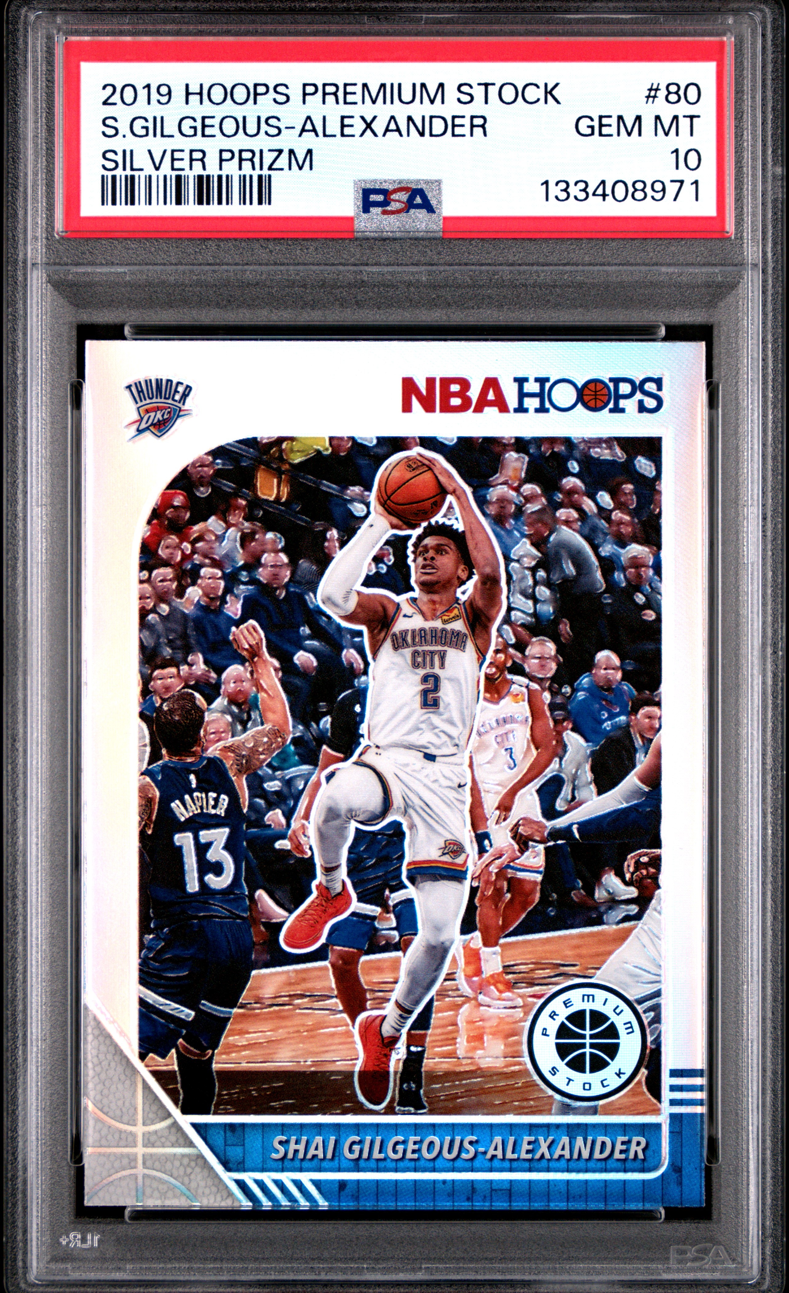 Shai Gilgeous-Alexander 2019 Hoops Premium Stock Silver Prizm Basketball Card #80 Graded PSA 10 Cert #133408971