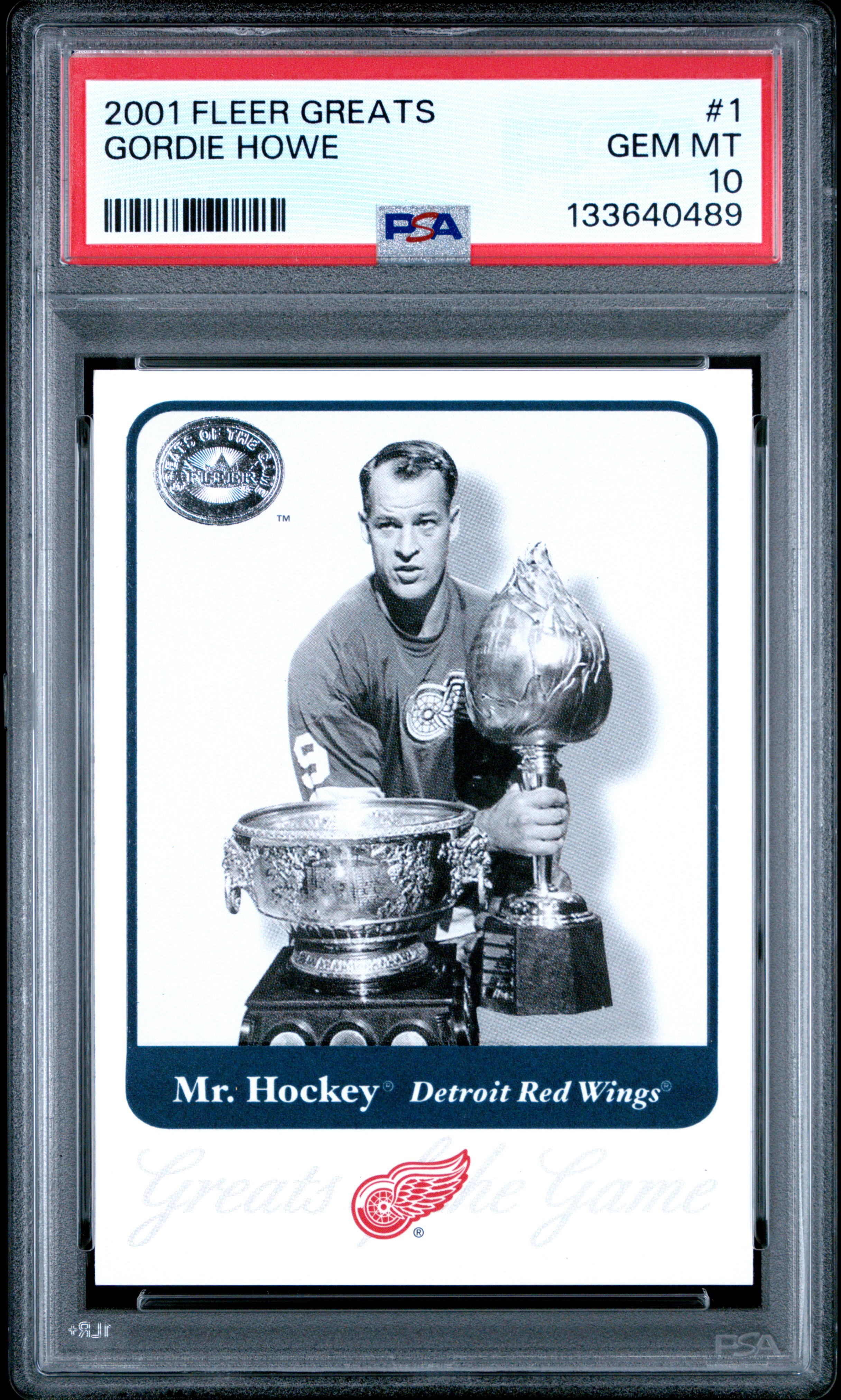 Gordie Howe 2001 Fleer Greats Hockey Card #1 Graded PSA 10 Cert #133640489