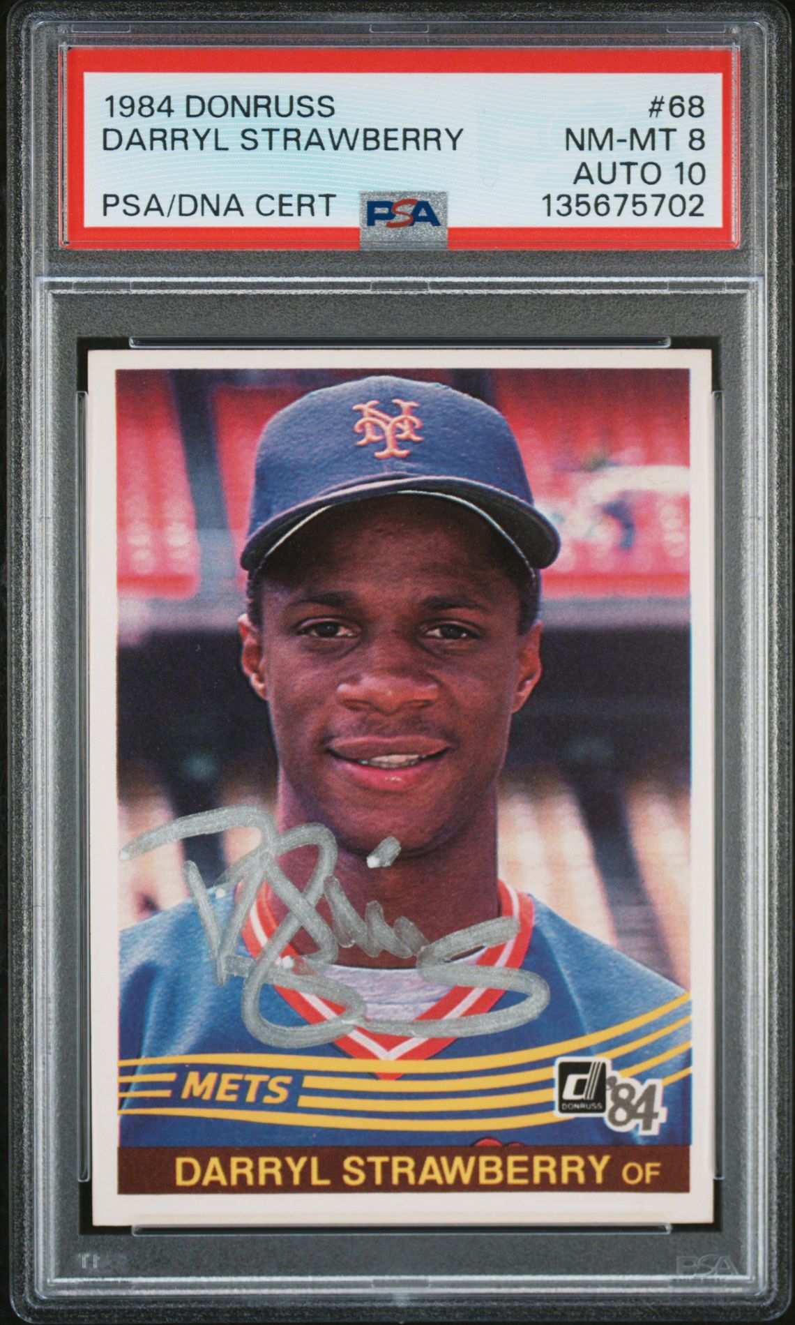 Darryl Strawberry 1984 Donruss Signed Baseball Rookie Card #68 Graded PSA 8 Auto 10 Cert #135675702