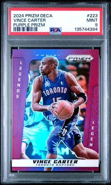 Vince Carter 2024 Panini Prizm Deca Purple Basketball Card #223 /99 Graded PSA 9 Cert #135744394