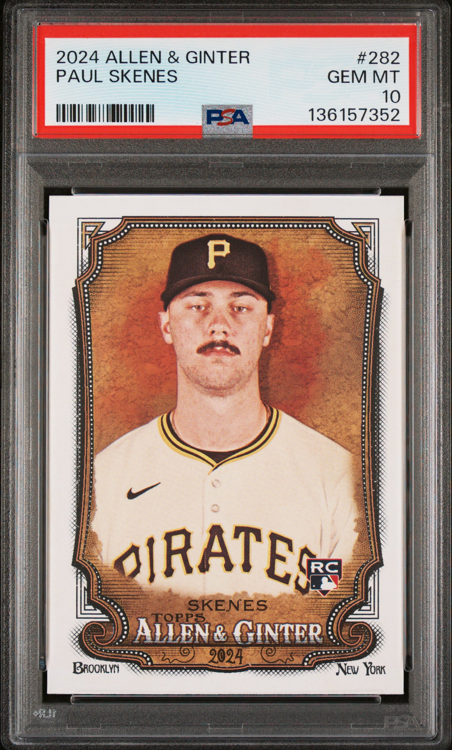 Paul Skenes 2024 Topps Allen & Ginter Baseball Rookie Card #282 Graded PSA 10 Cert #136157352