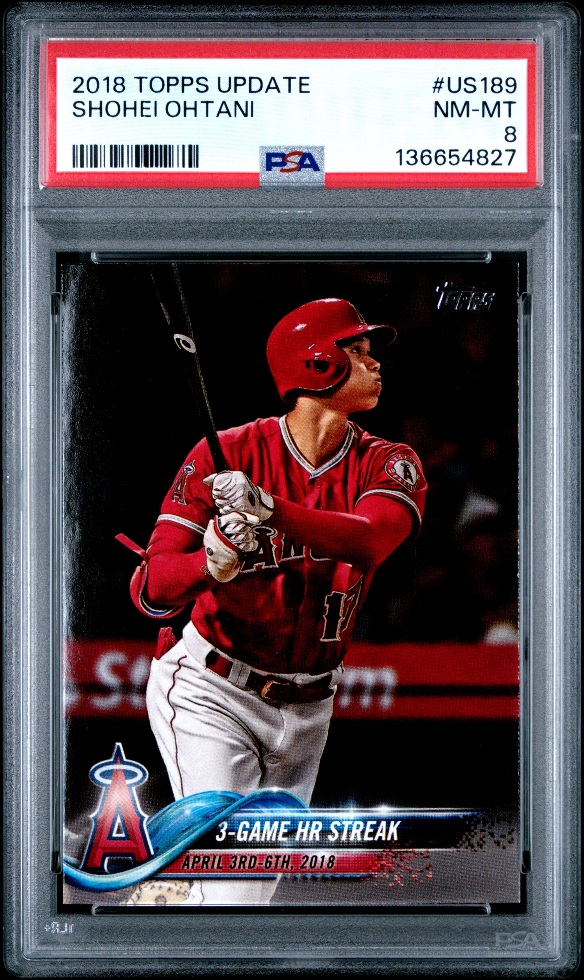 Shohei Ohtani 2018 Topps Update Los Angeles Angels Baseball Rookie Card #US189 Graded PSA 8 Cert #136654827