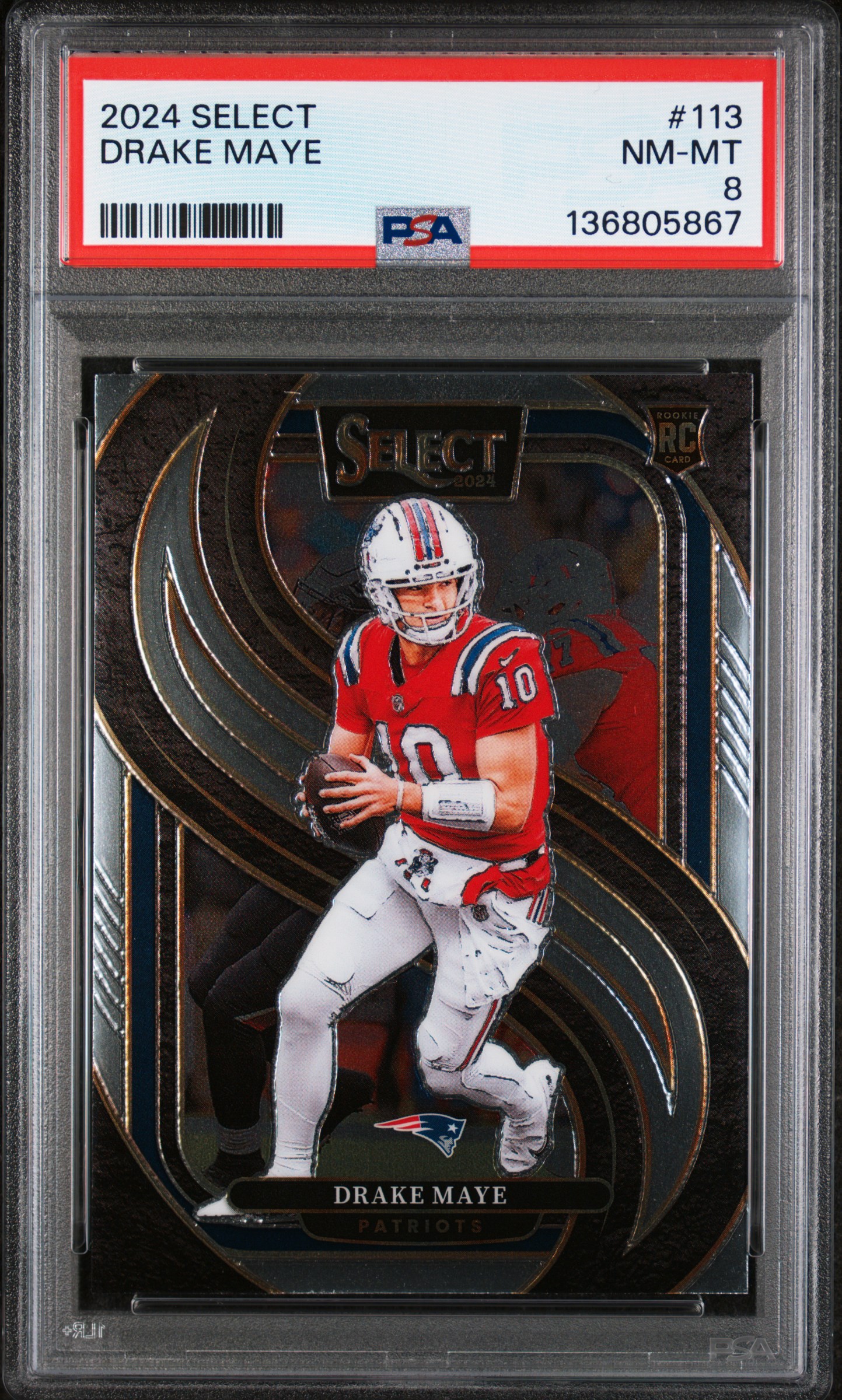 Drake Maye 2024 Select Football Rookie Card #113 Graded PSA 8 Cert #136805867