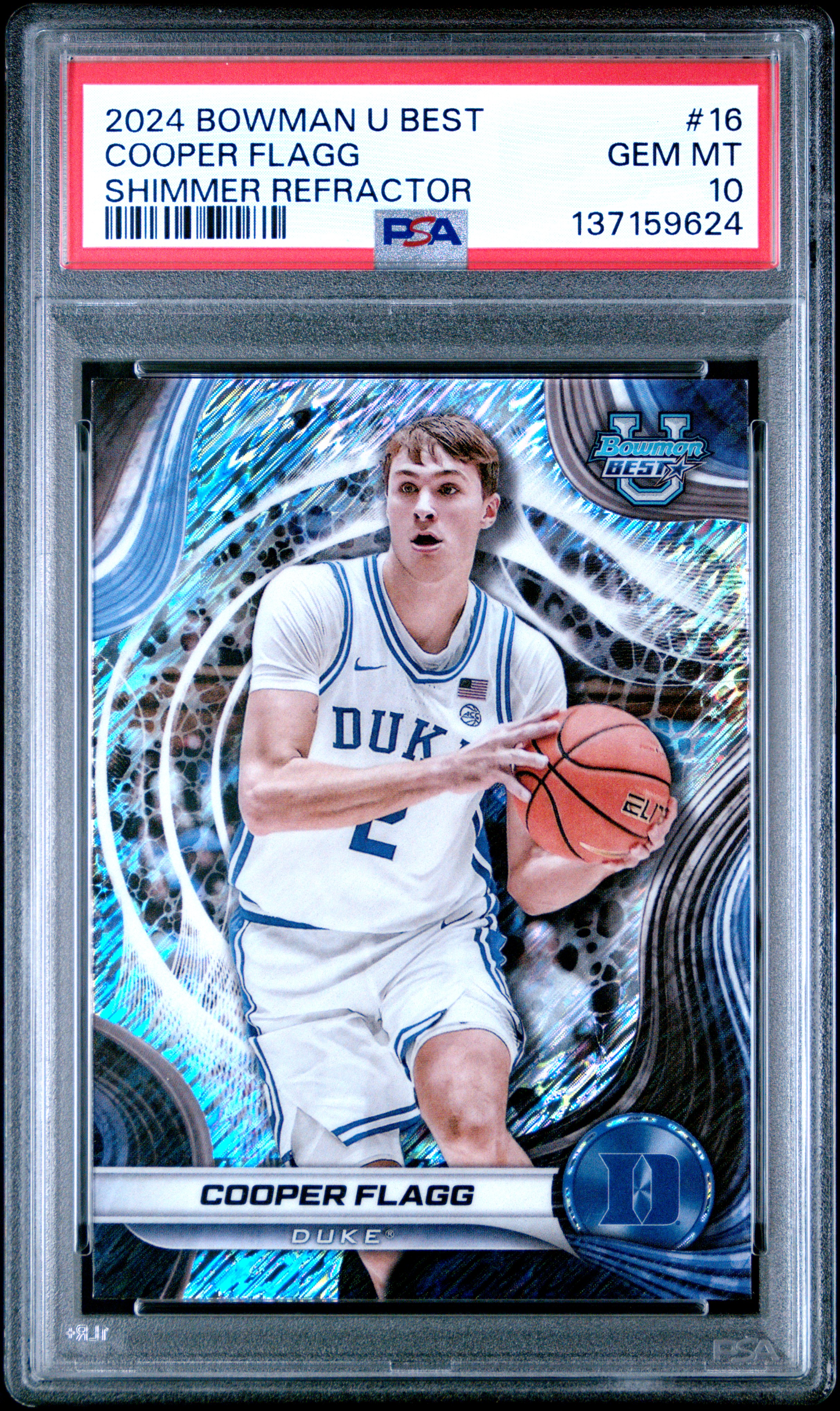 Cooper Flagg 2024 Bowman U Best Shimmer Refractor Basketball Rookie Card #16 Graded PSA 10 Cert #137159624