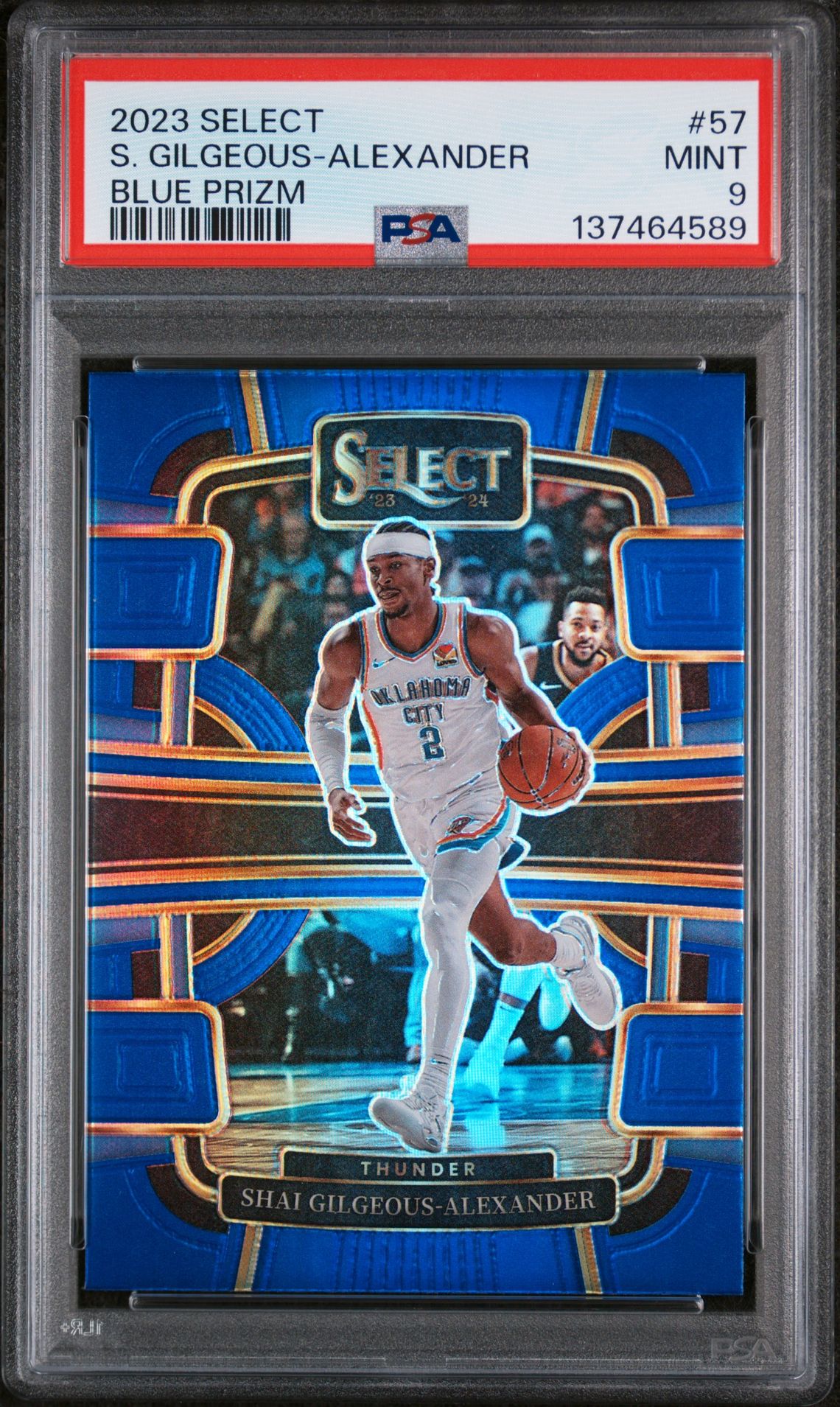 Shai Gilgeous Alexander 2023 Select Blue Prizm Basketball Card #57 Graded PSA 9 Cert #137464589