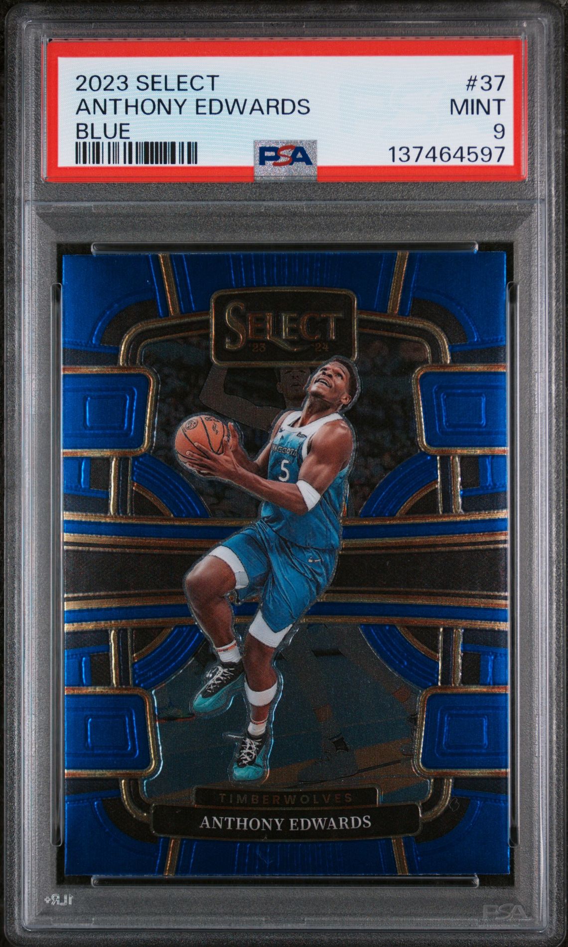 Anthony Edwards 2023 Select Blue Basketball Card #37 Graded PSA 9 Cert #137464597