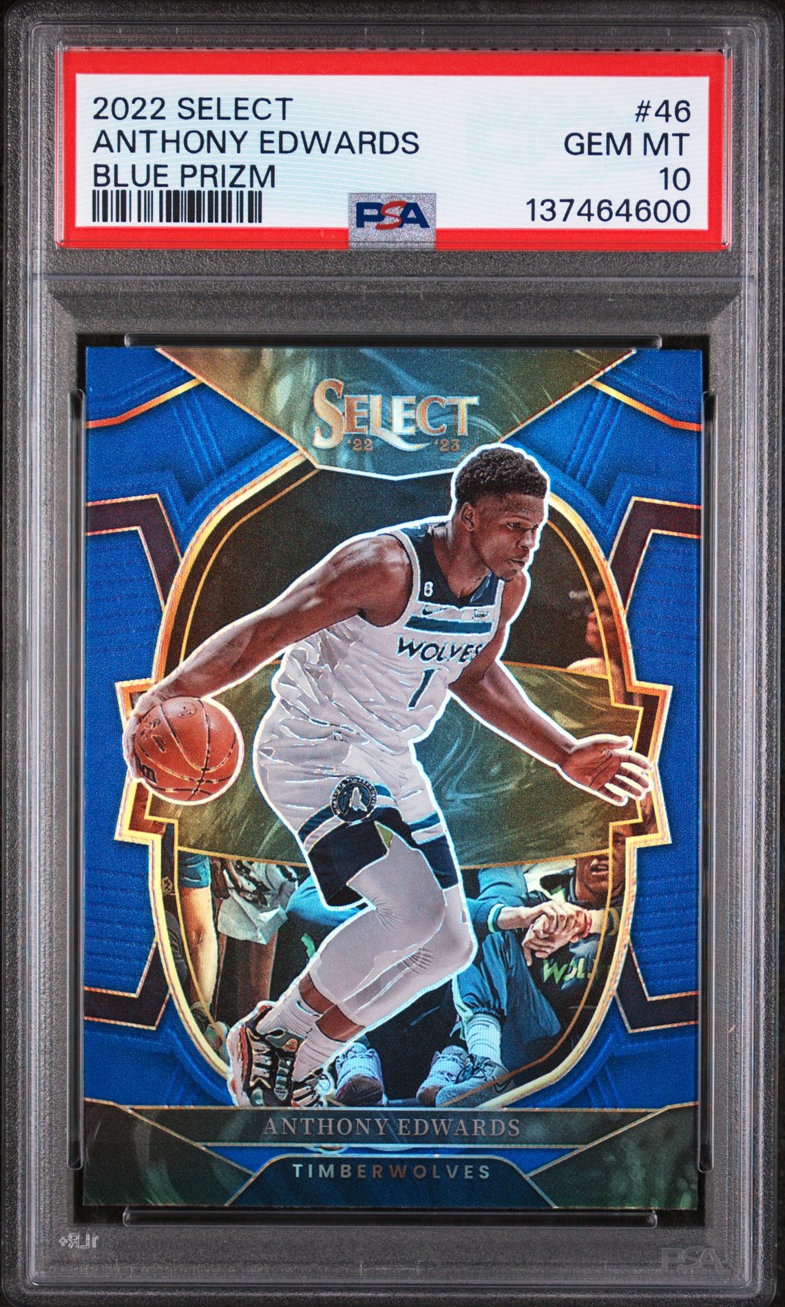 Anthony Edwards 2022 Select Blue Prizm Basketball Card #46 Graded PSA 10 Cert #137464600