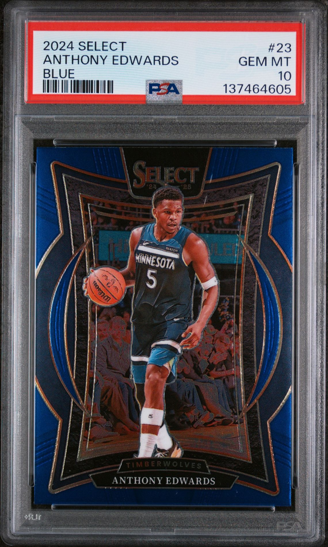 Anthony Edwards 2024 Select Blue Basketball Card #23 Graded PSA 10 Cert #137464605