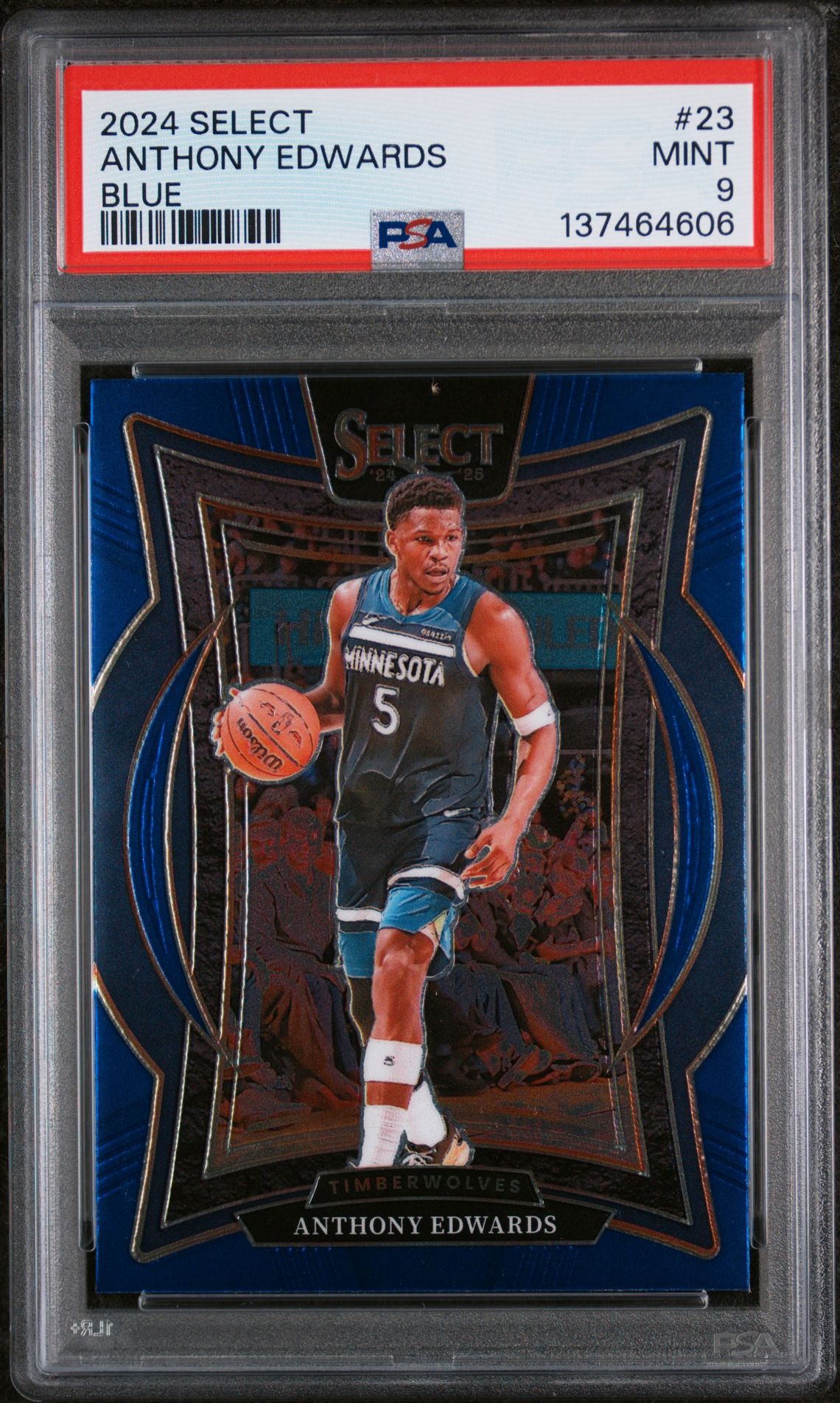 Anthony Edwards 2024 Select Blue Basketball Card #23 Graded PSA 9 Cert #137464606