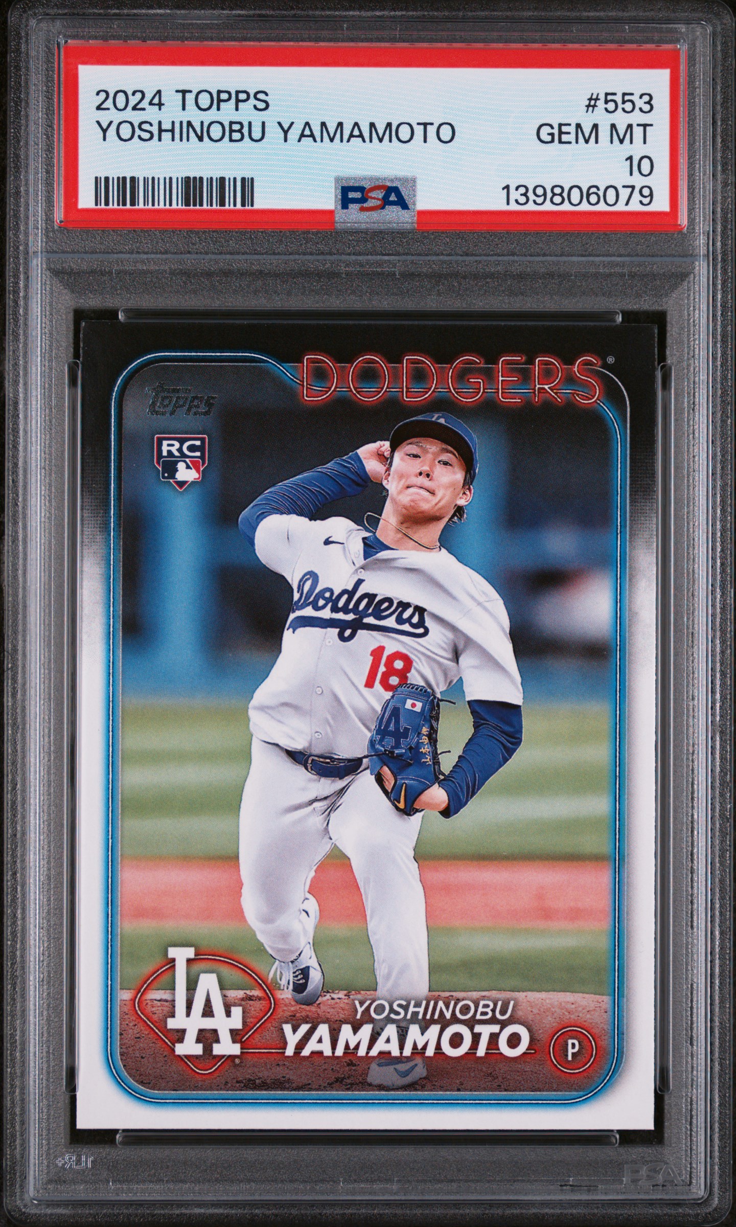 Yoshinobu Yamamoto 2024 Topps Los Angeles Dodgers Baseball RC Rookie Card #553 Graded PSA 10 Cert #139806079