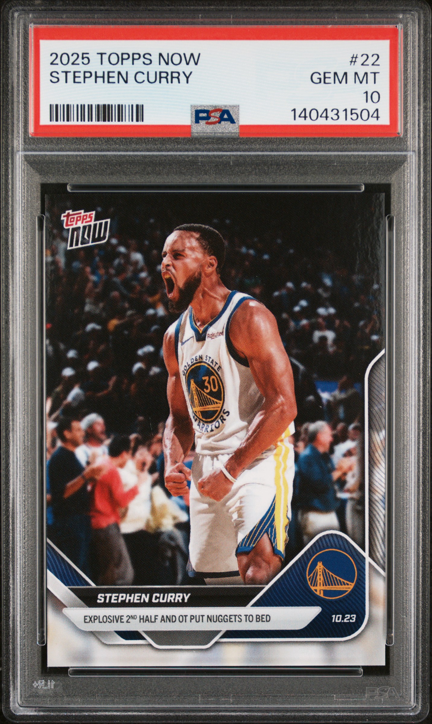 Stephen Curry 2025 Topps Now Golden State Warriors Basketball Card #22 Graded PSA 10 Cert #140431504