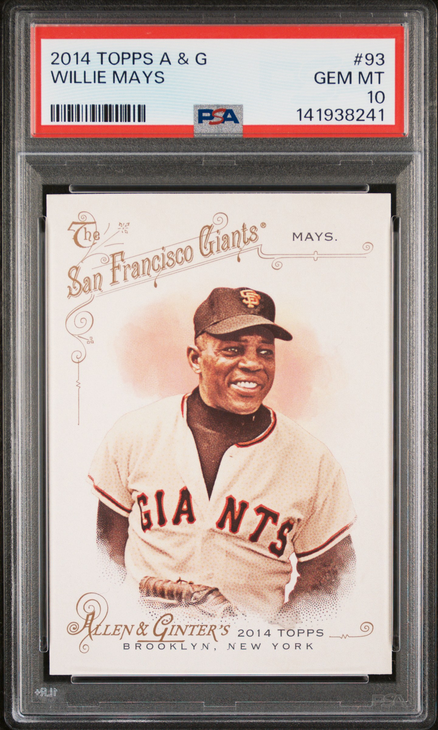 Willie Mays 2014 Topps Allen & Ginter San Francisco Giants Baseball Card #93 Graded PSA 10 Cert #141938241