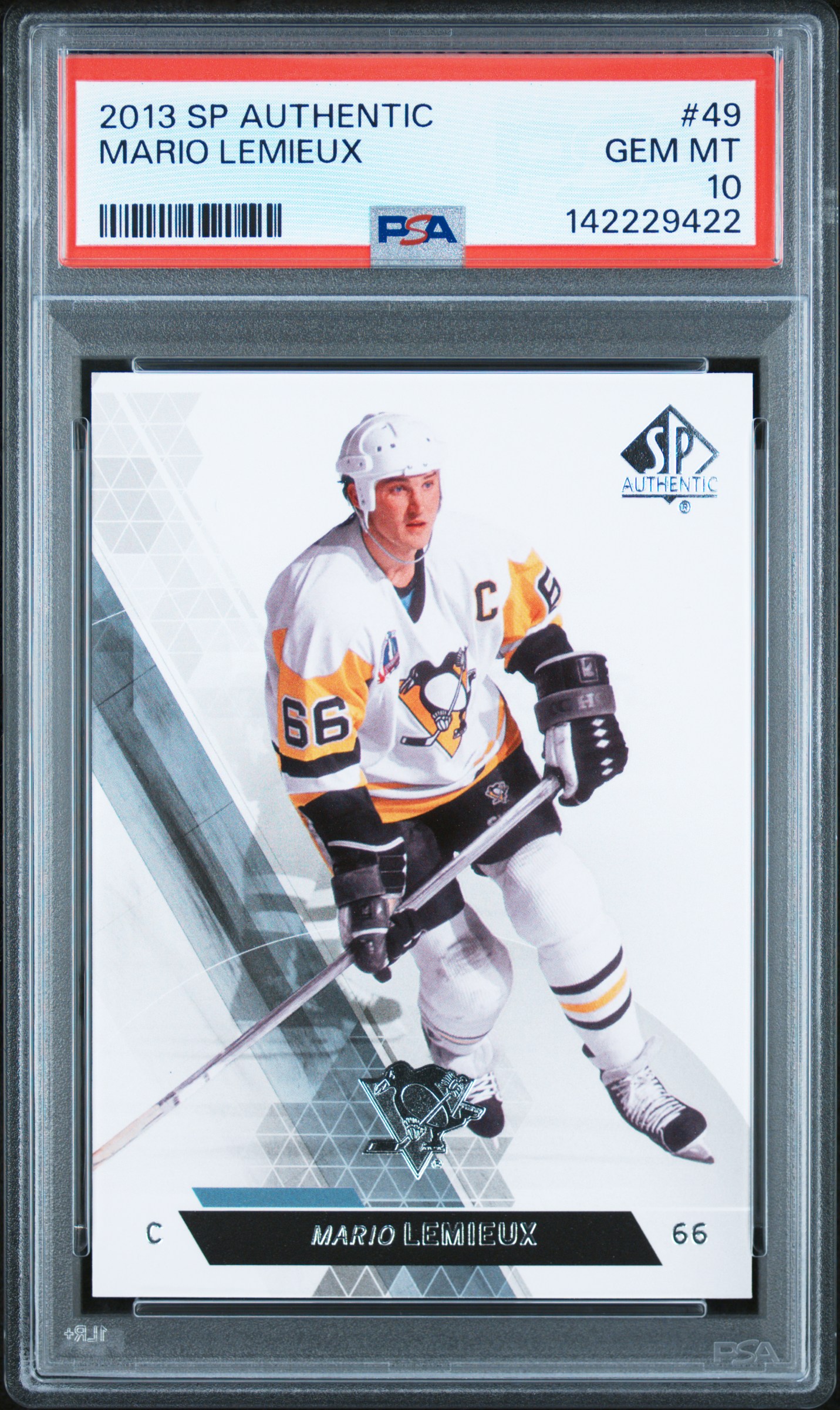 Mario Lemieux 2013 SP Authentic Hockey Card #49 Graded PSA 10 Cert #142229422