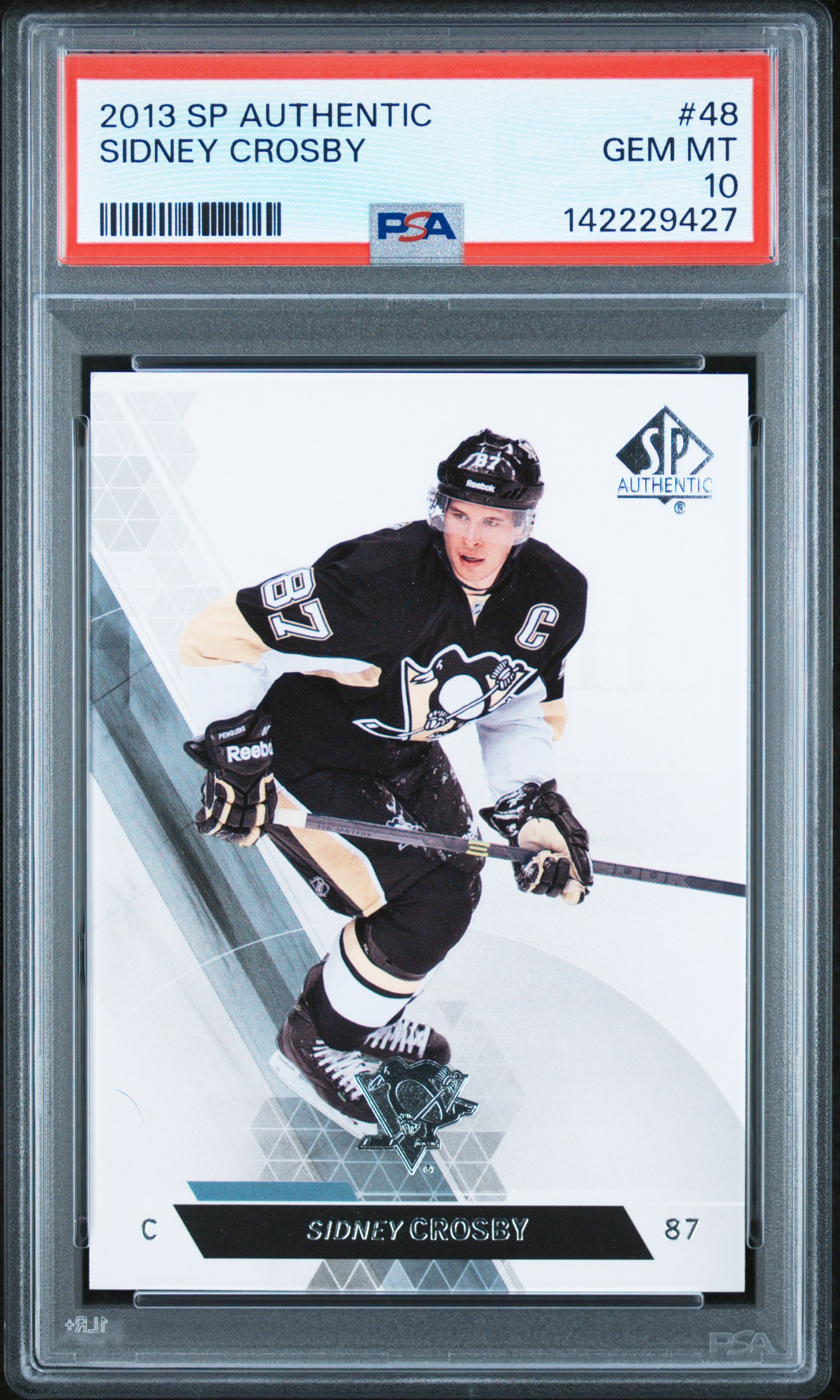 Sidney Crosby 2013 SP Authentic Hockey Card #48 Graded PSA 10 Cert #142229427