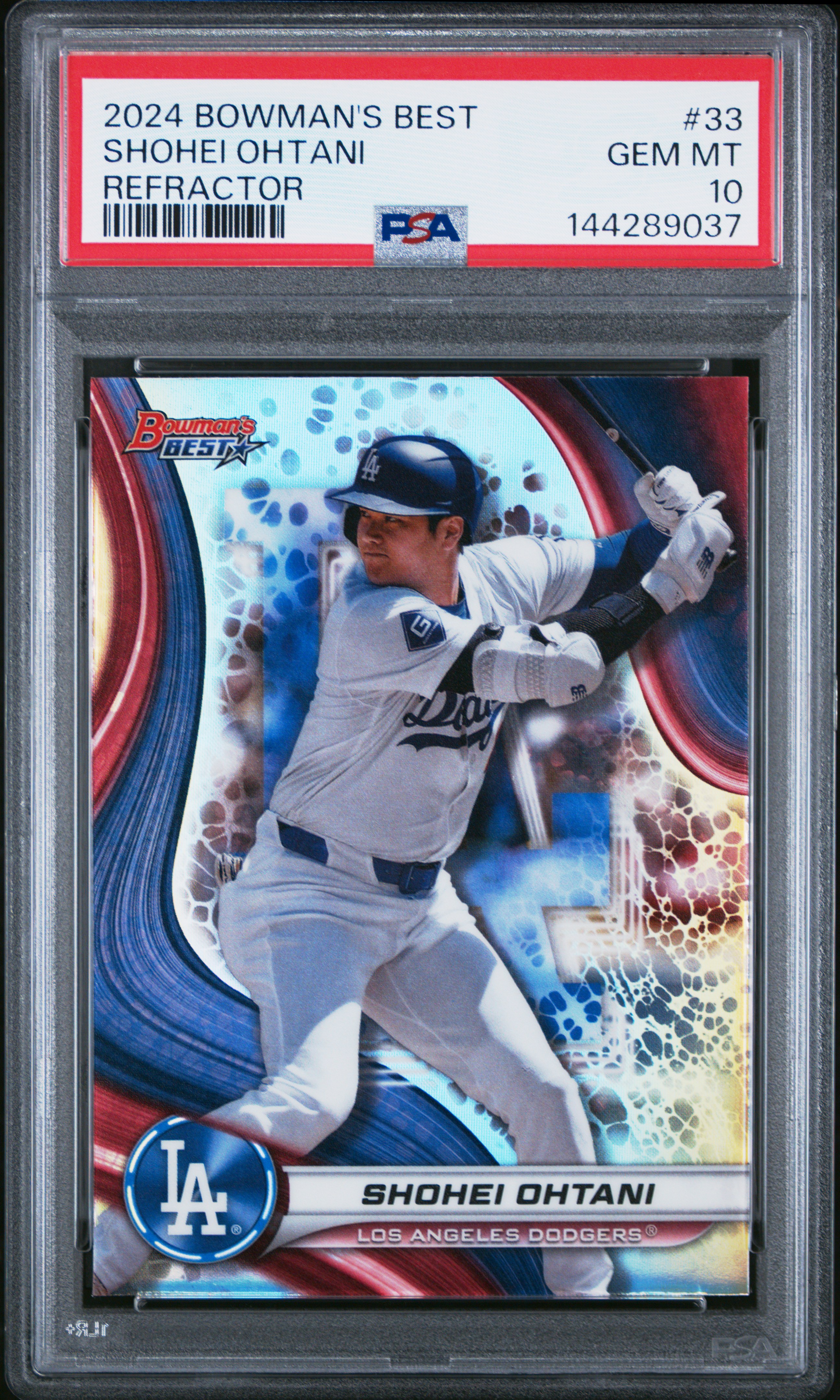 Shohei Ohtani 2024 Bowmans Best Refractor Baseball Card #33 Graded PSA 10 Cert #144289037
