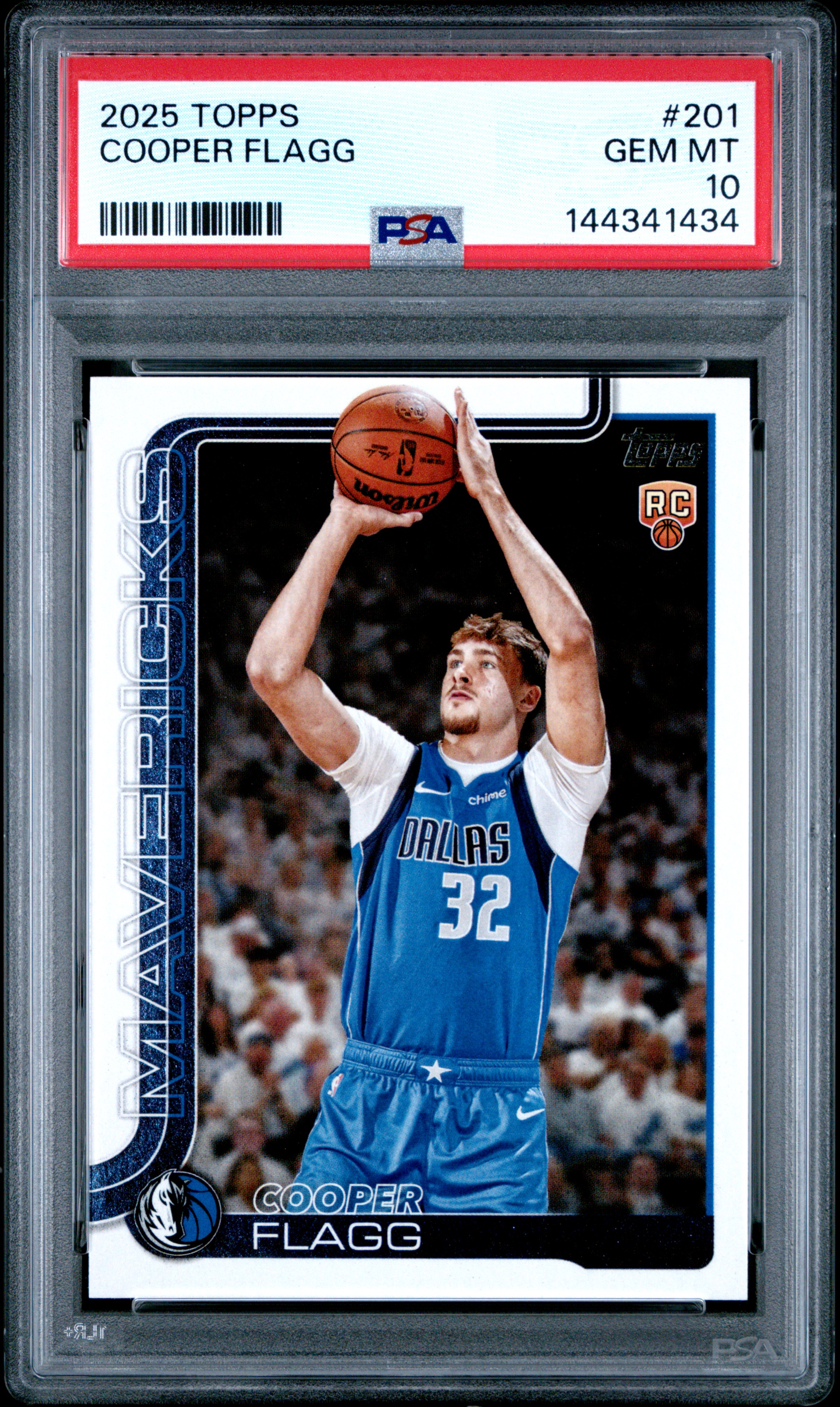 Cooper Flagg 2025 Topps Basketball Rookie Card #201 Graded PSA 10 Cert #144341434