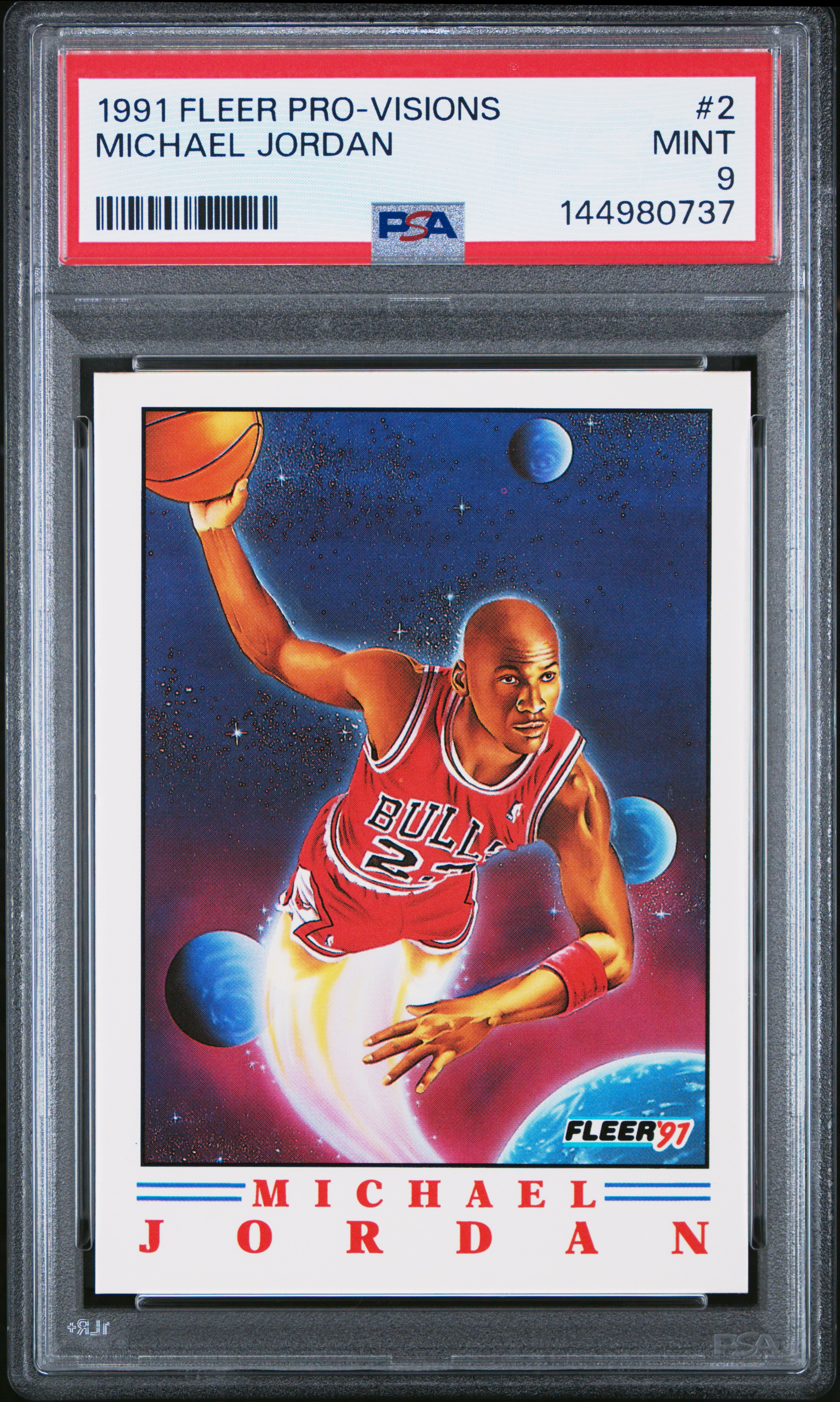 Michael Jordan 1991 Fleer Pro-Visions Chicago Bulls Basketball Card #2 Graded PSA 9 Cert #144980737